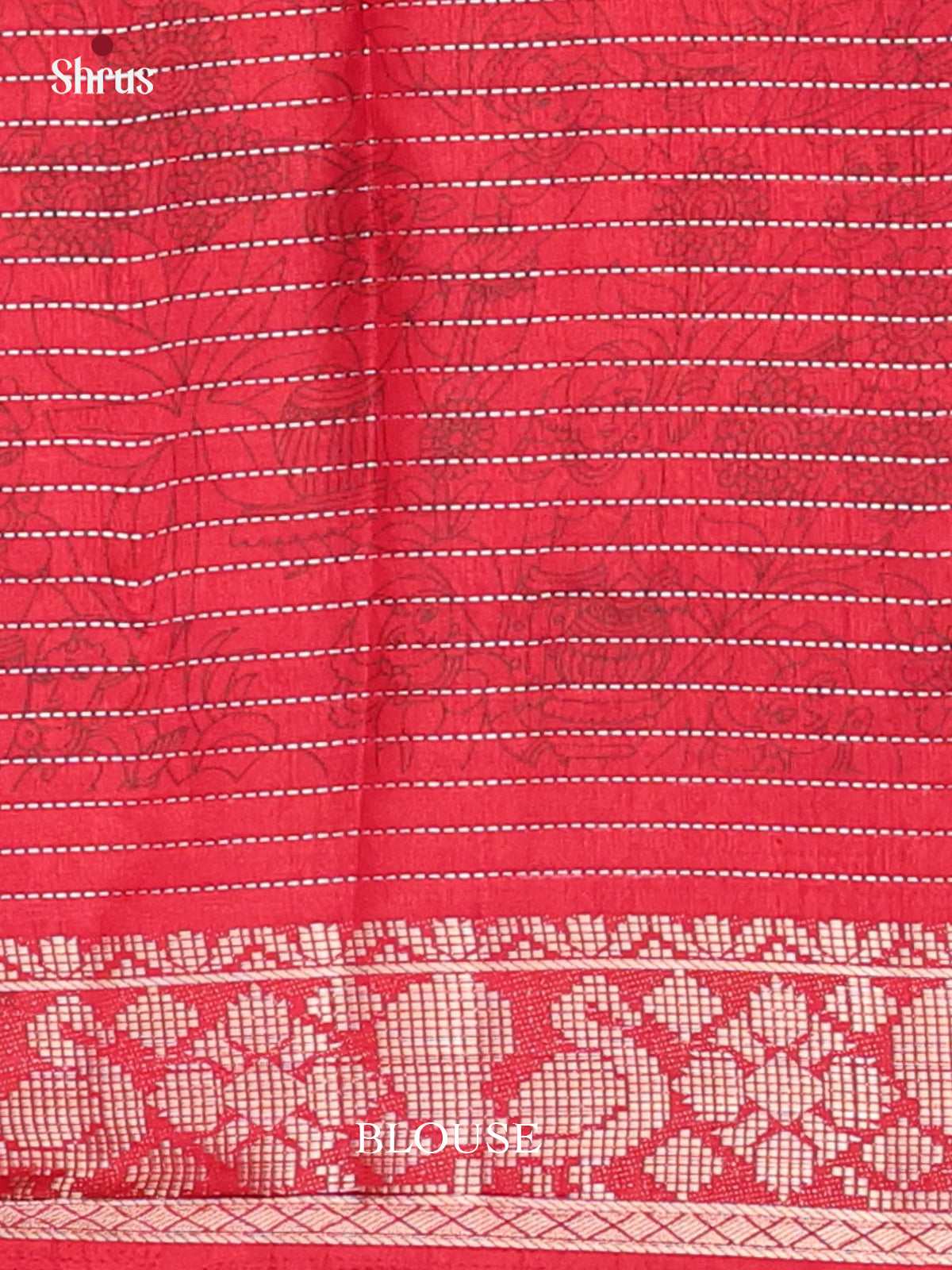 Green & Red - Printed Semi Tussar Saree - Shop on Shrus.com