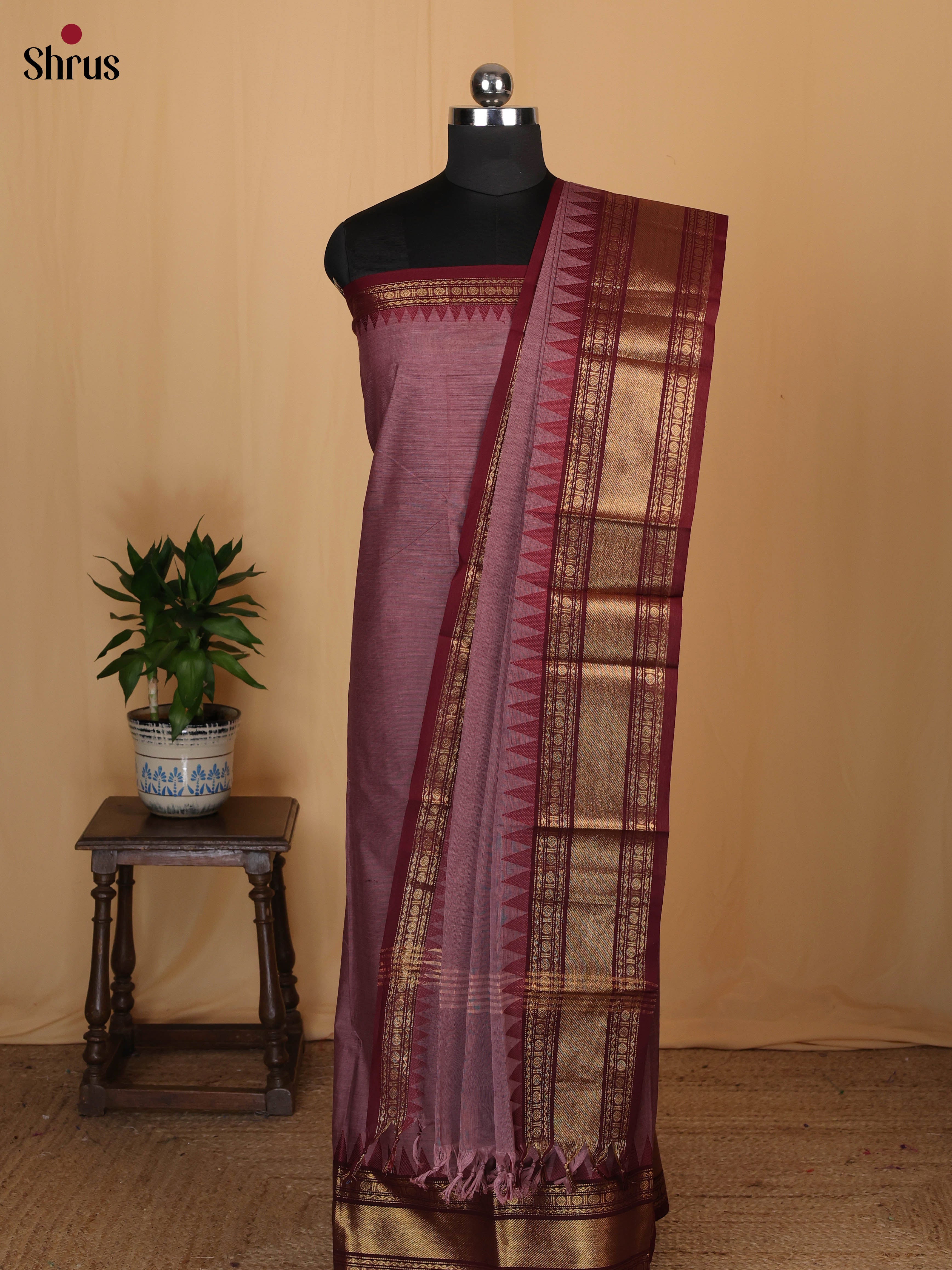 Onion Pink & Maroon- chettinad top & dupatta combo - Shop on Shrus.com