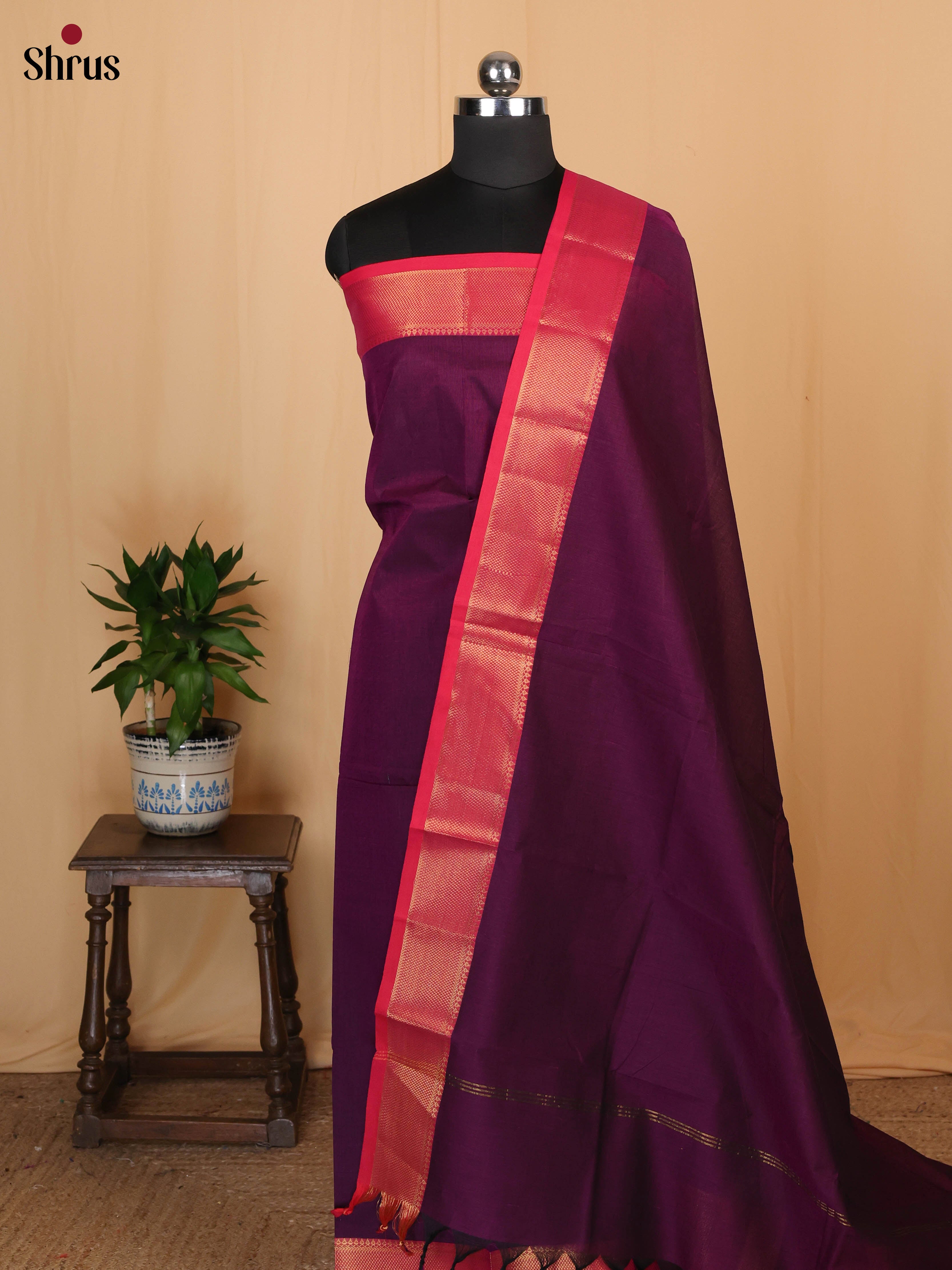 Dark Purple & Pink- chettinad top & dupatta combo - Shop on Shrus.com
