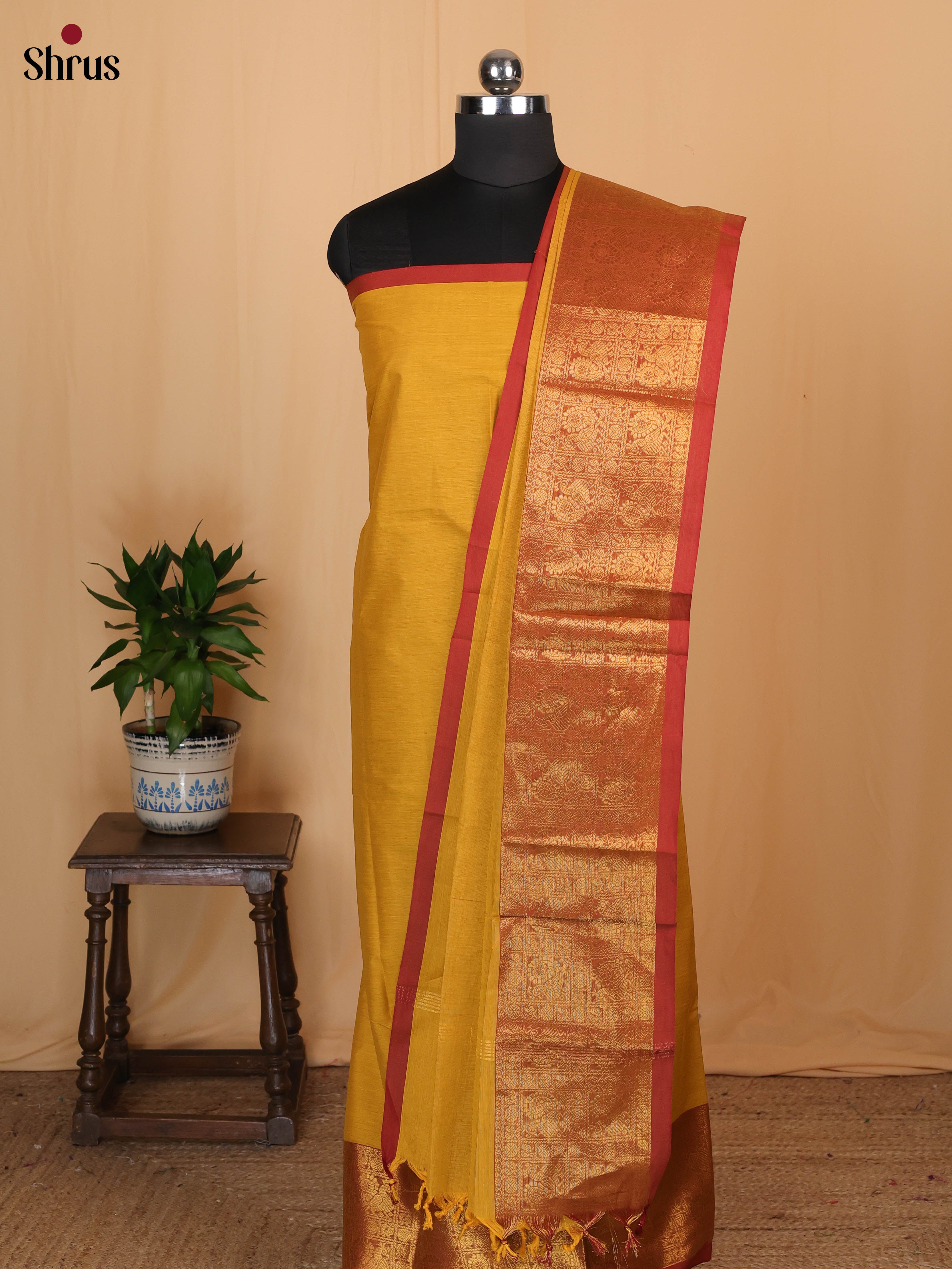 Mustard & Red - chettinad top & dupatta combo - Shop on Shrus.com