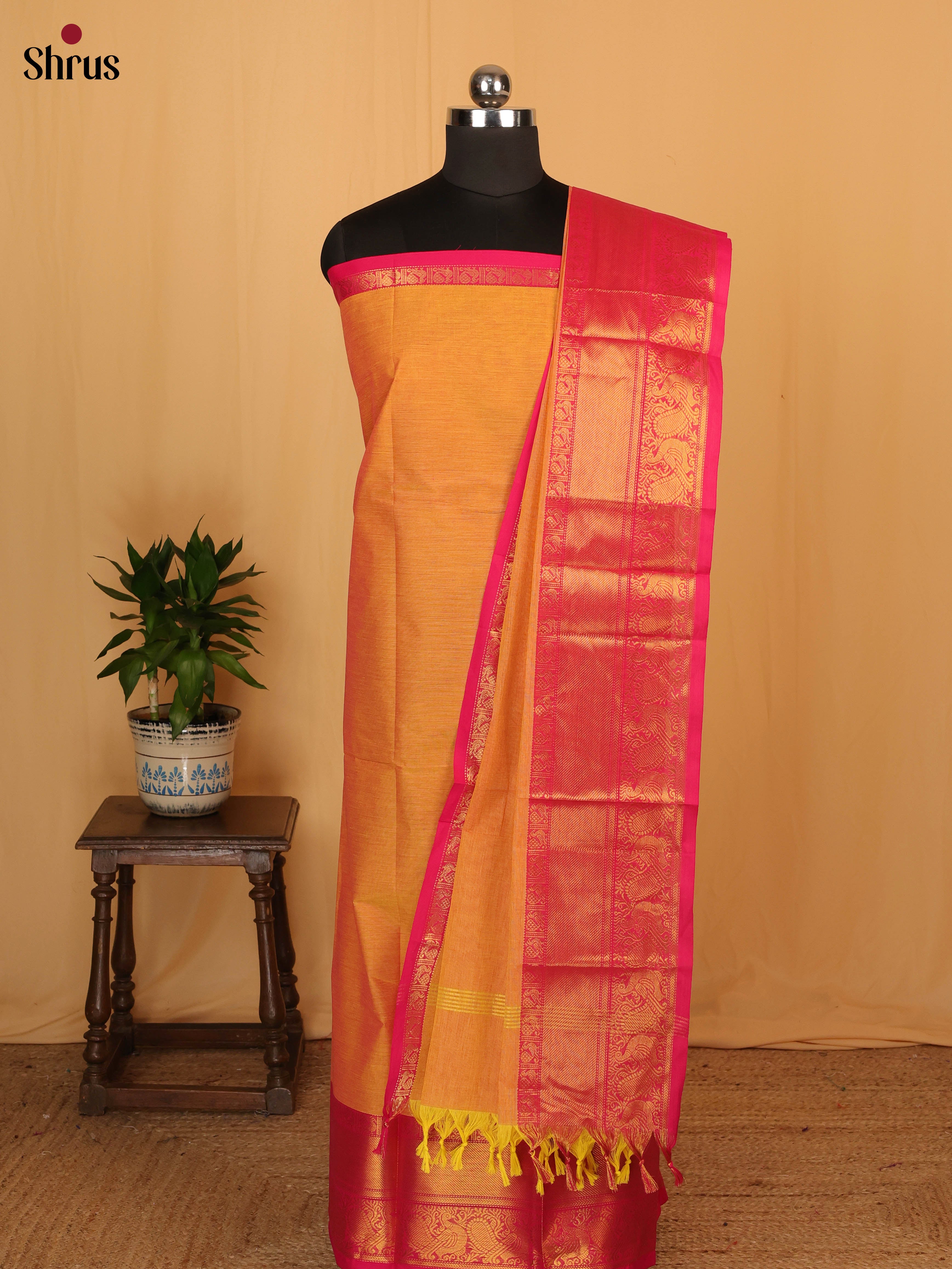 Orange & Pink- chettinad top & dupatta combo - Shop on Shrus.com