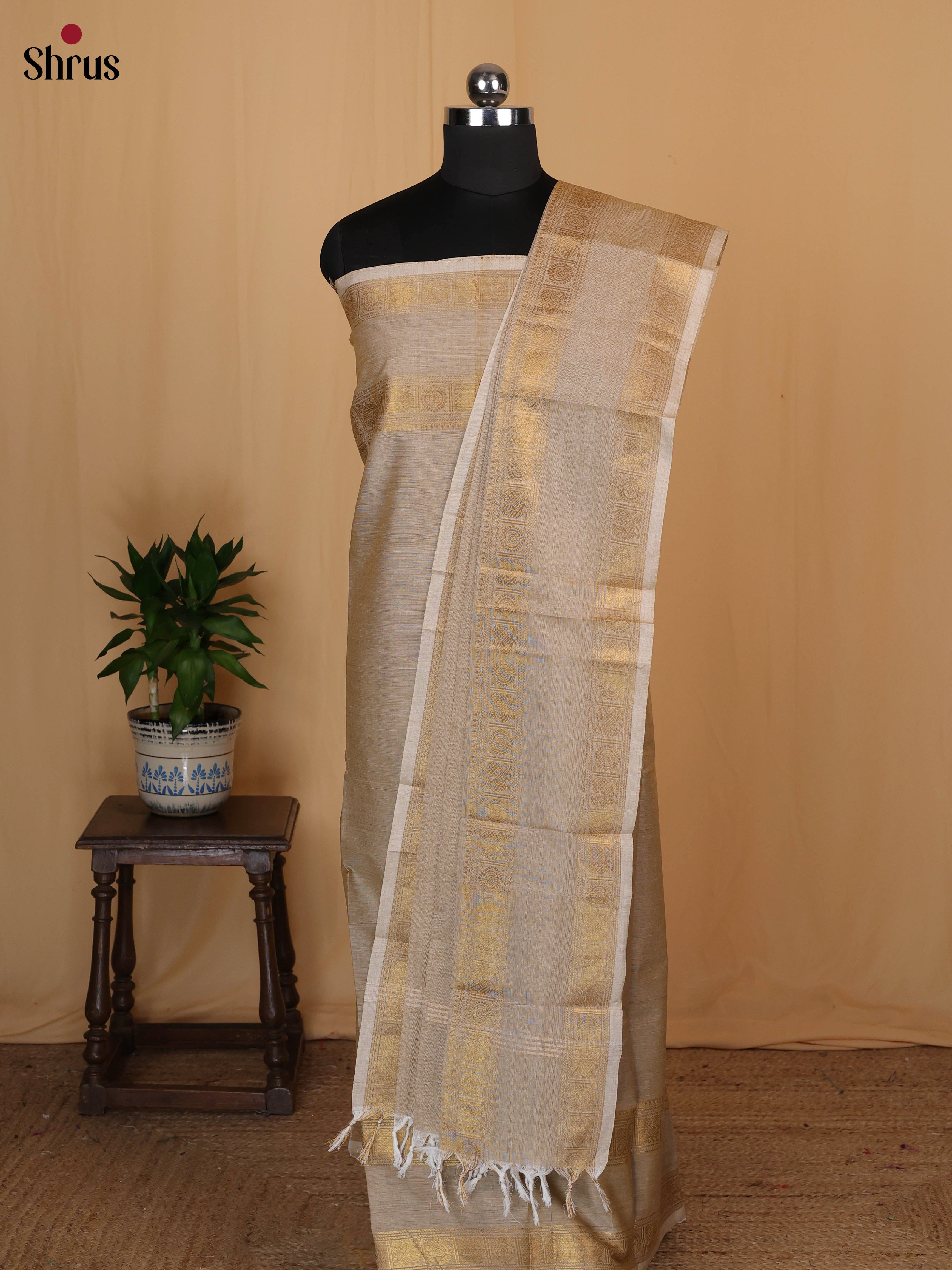 Cream - chettinad top & dupatta combo - Shop on Shrus.com