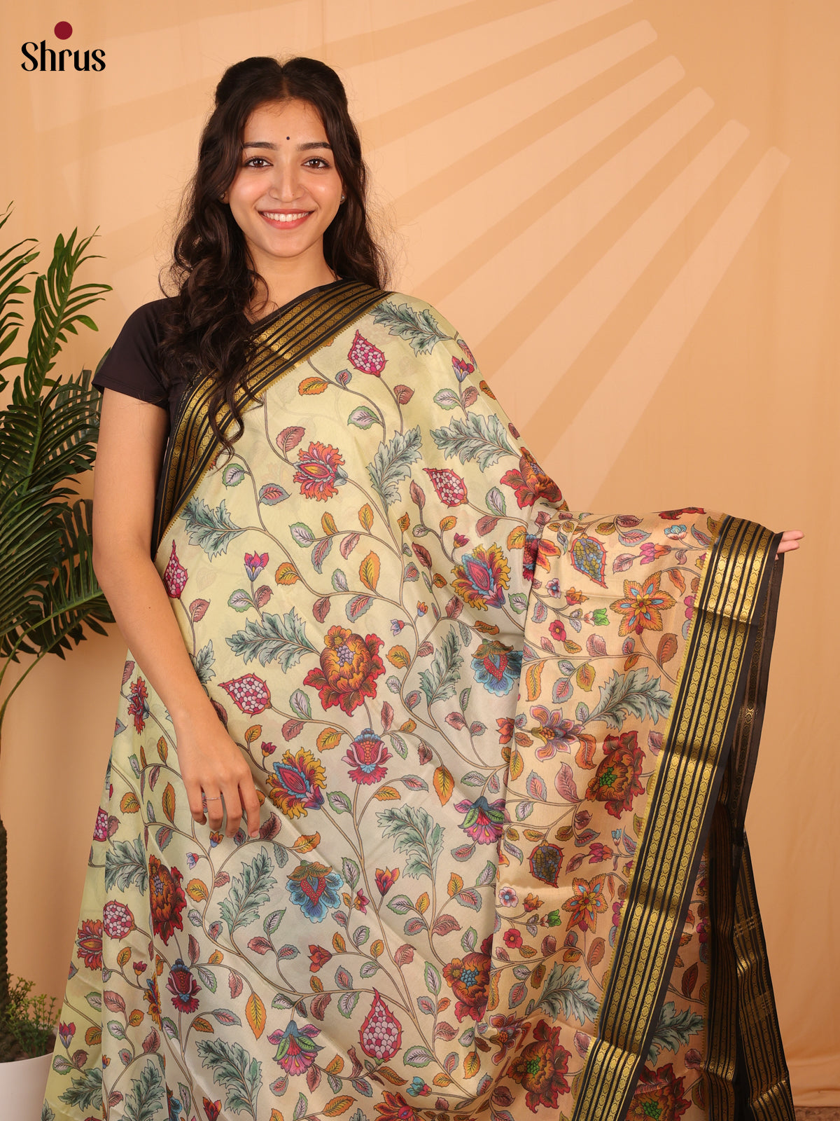 Lite Green & Black - Mysore Silk Saree - Shop on Shrus.com
