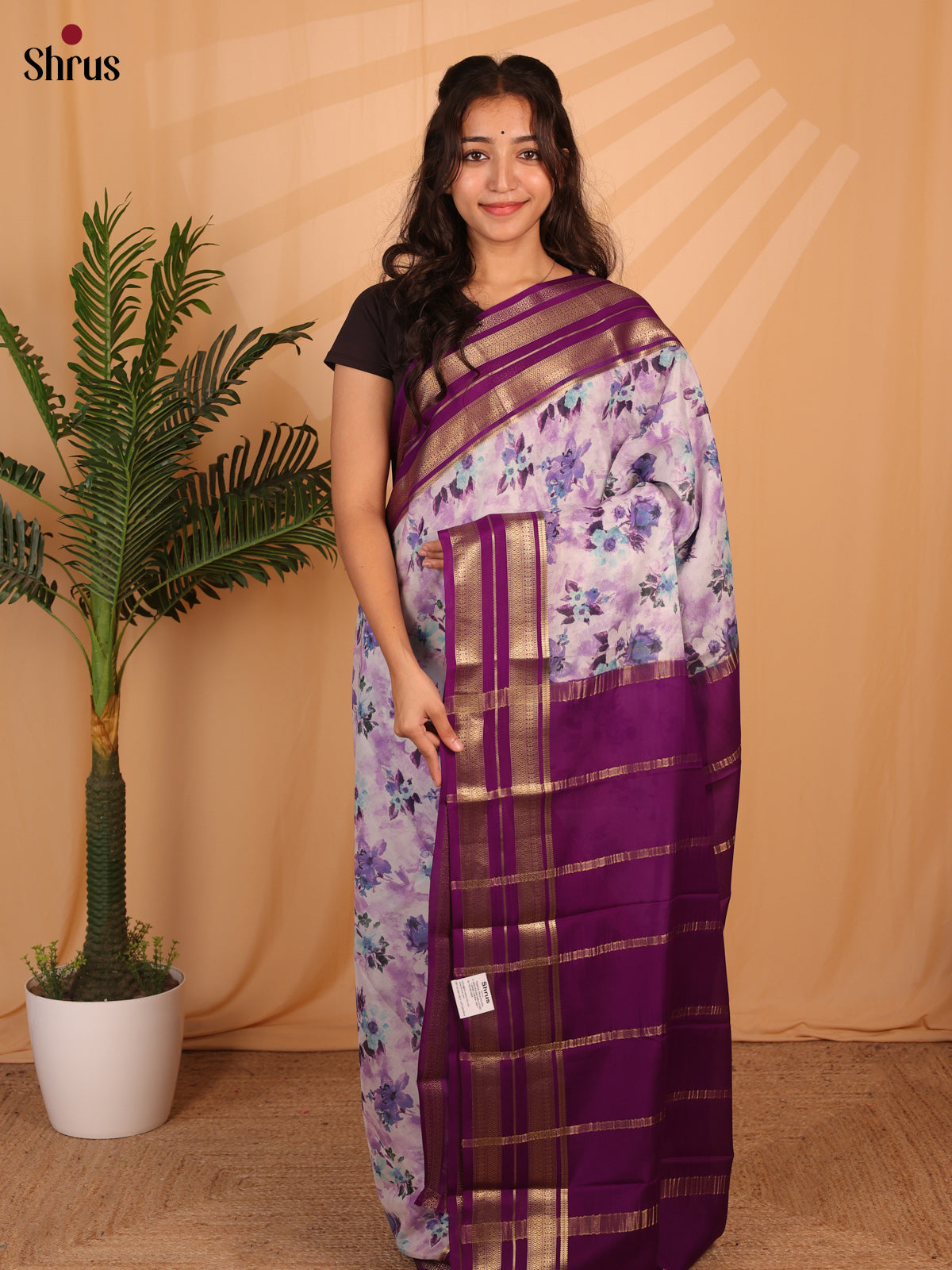 Lavender & Violet - Mysore Silk Saree - Shop on Shrus.com