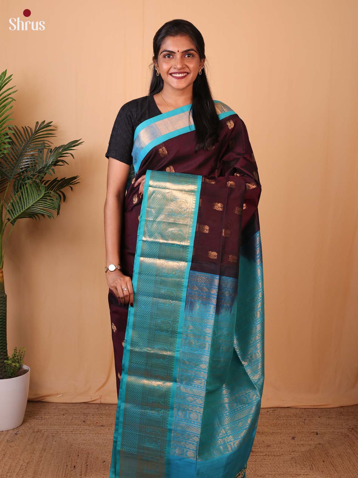 CLS09002 - Silk Cotton Saree - Shop on Shrus.com