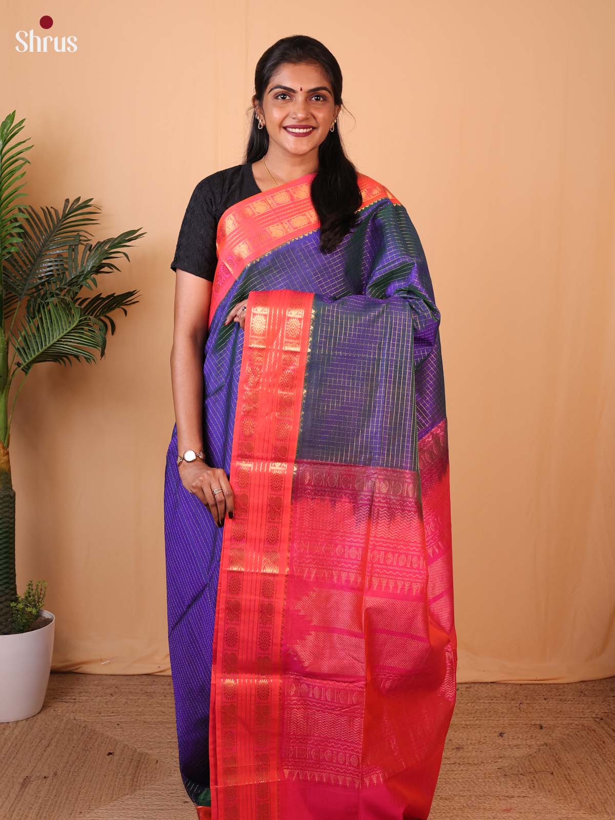 Violet - Silk Cotton Saree - Shop on Shrus.com