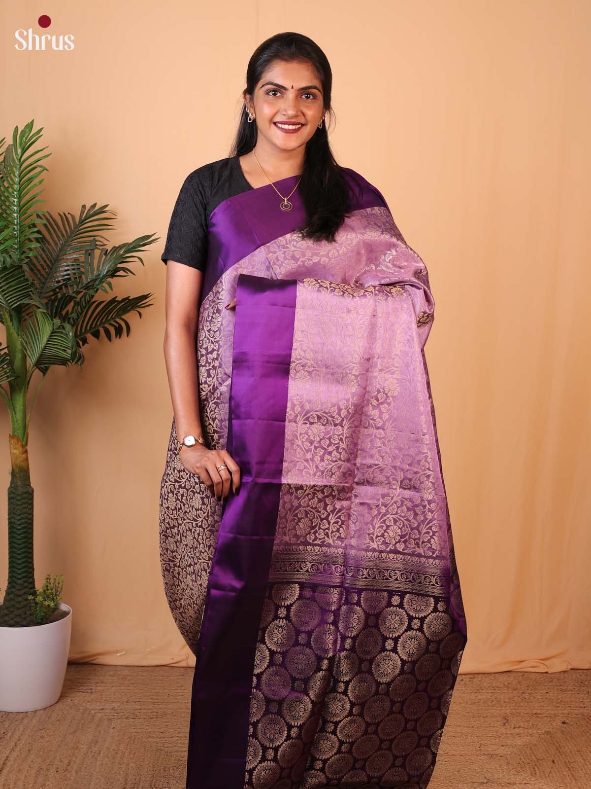 Lavender & Purple - Soft Silk Saree - Shop on Shrus.com