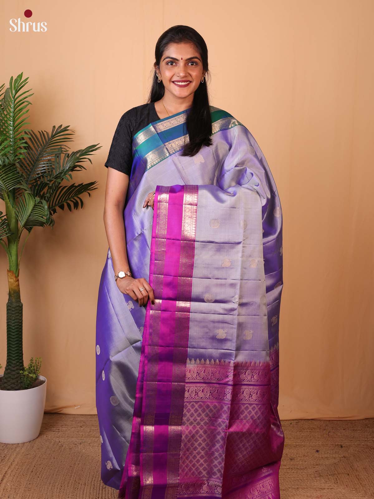 Lavender & Majenta - Soft Silk Saree - Shop on Shrus.com