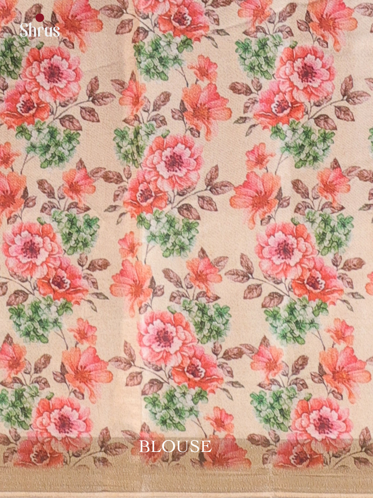 Brown & Cream - Printed Tussar Saree - Shop on Shrus.com