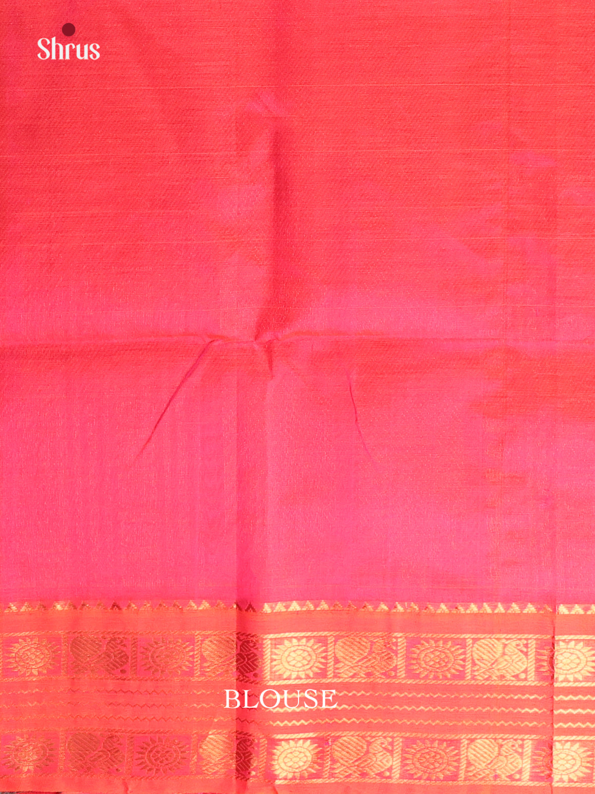 Blue & Orangish Pink - Silk Cotton Saree - Shop on Shrus.com