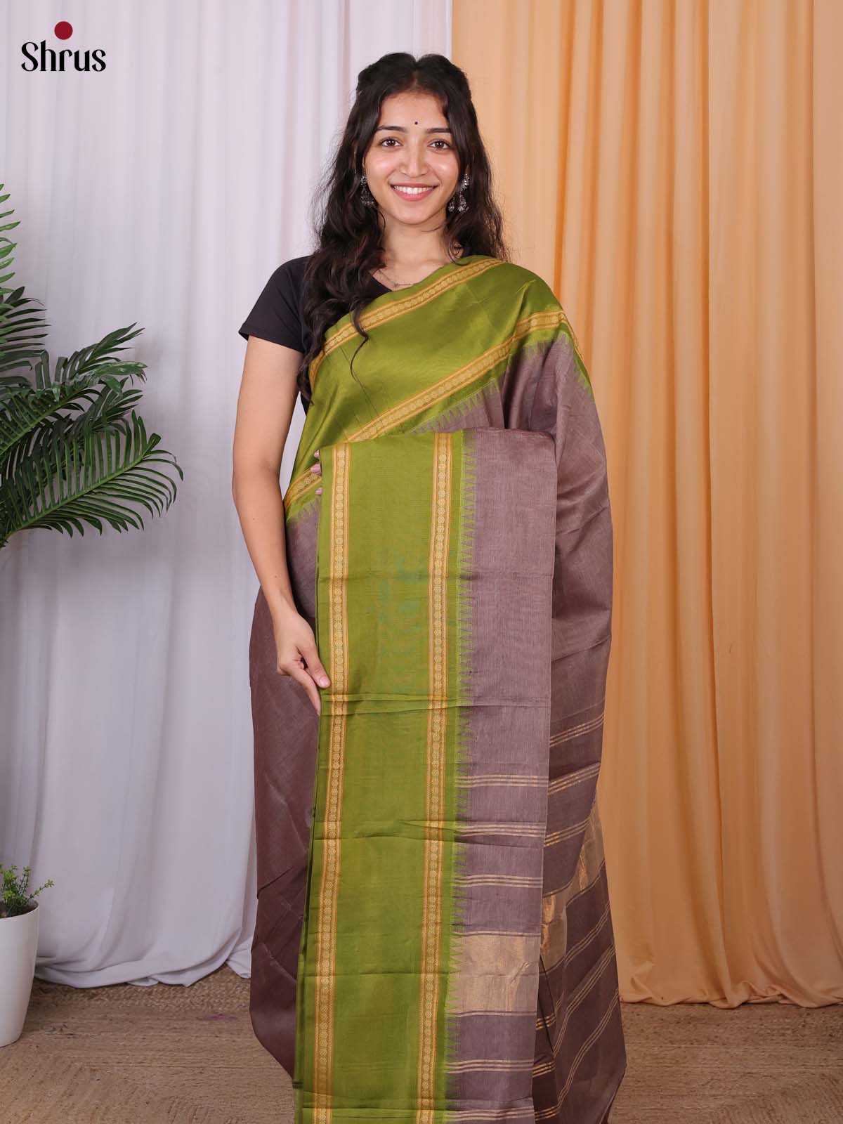 Mauve & Green - Chettinad Cotton Saree - Shop on Shrus.com