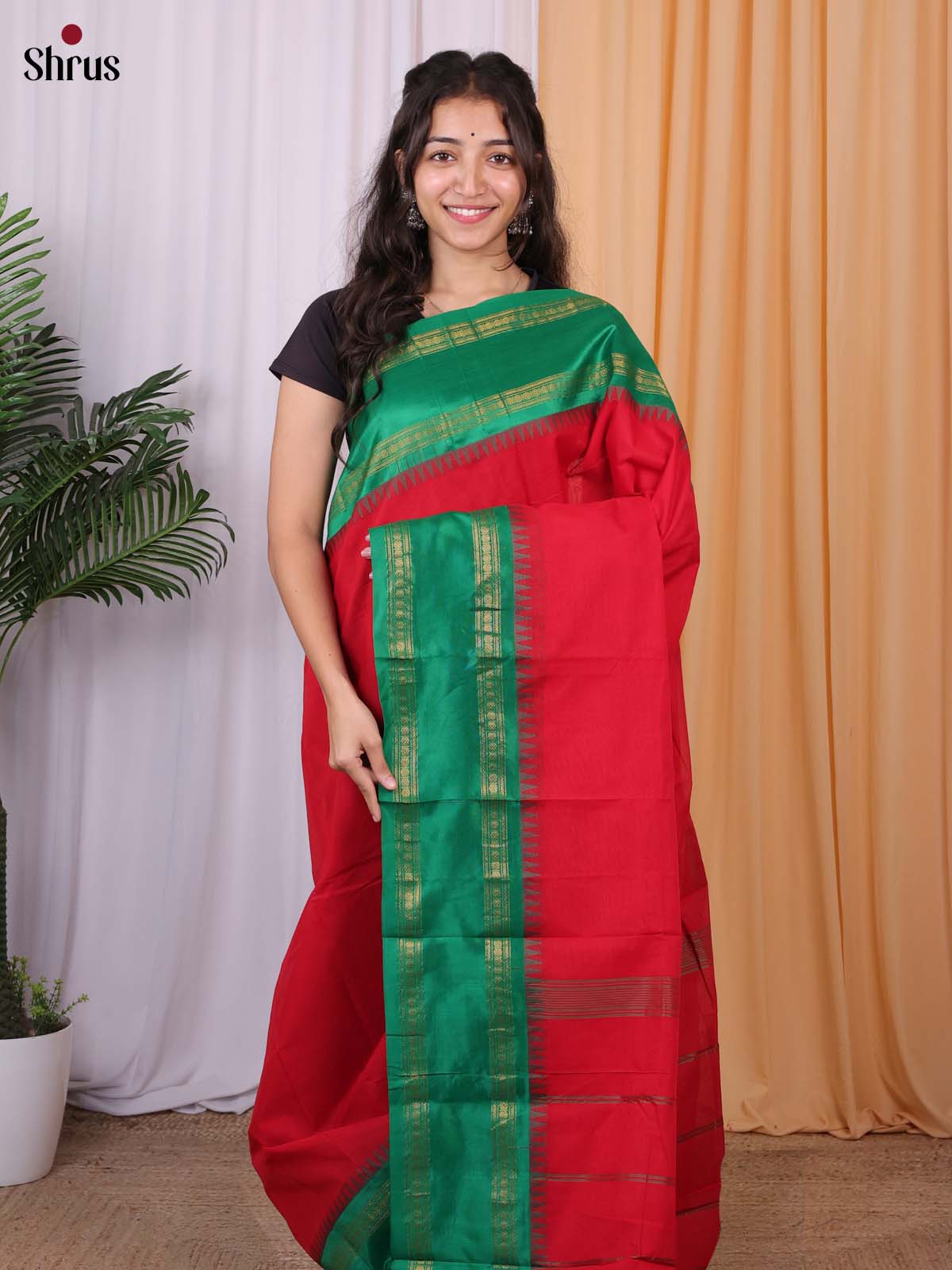 Red & Green - Chettinad Cotton Saree - Shop on Shrus.com