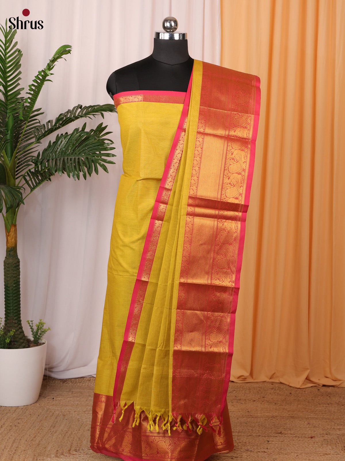 Lite Green & Pink - chettinad top & dupatta combo - Shop on Shrus.com