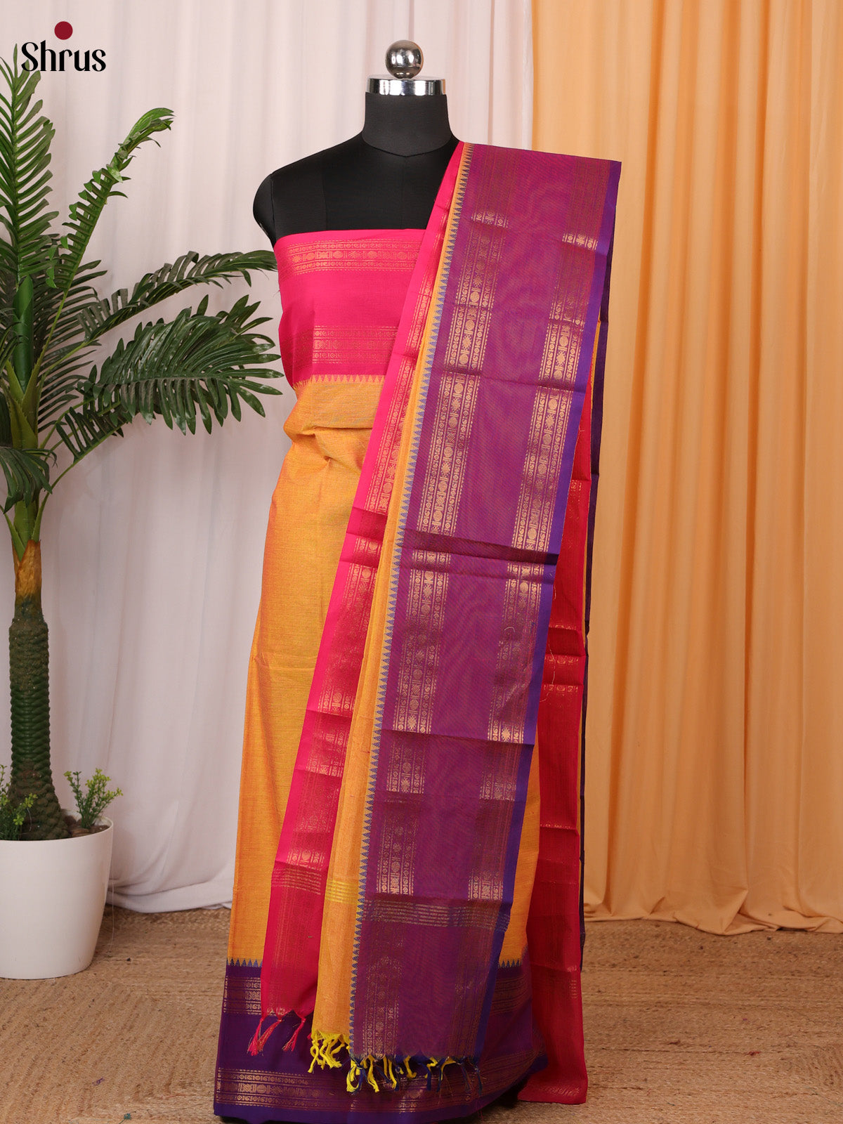 Orange & Purple- chettinad top & dupatta combo - Shop on Shrus.com