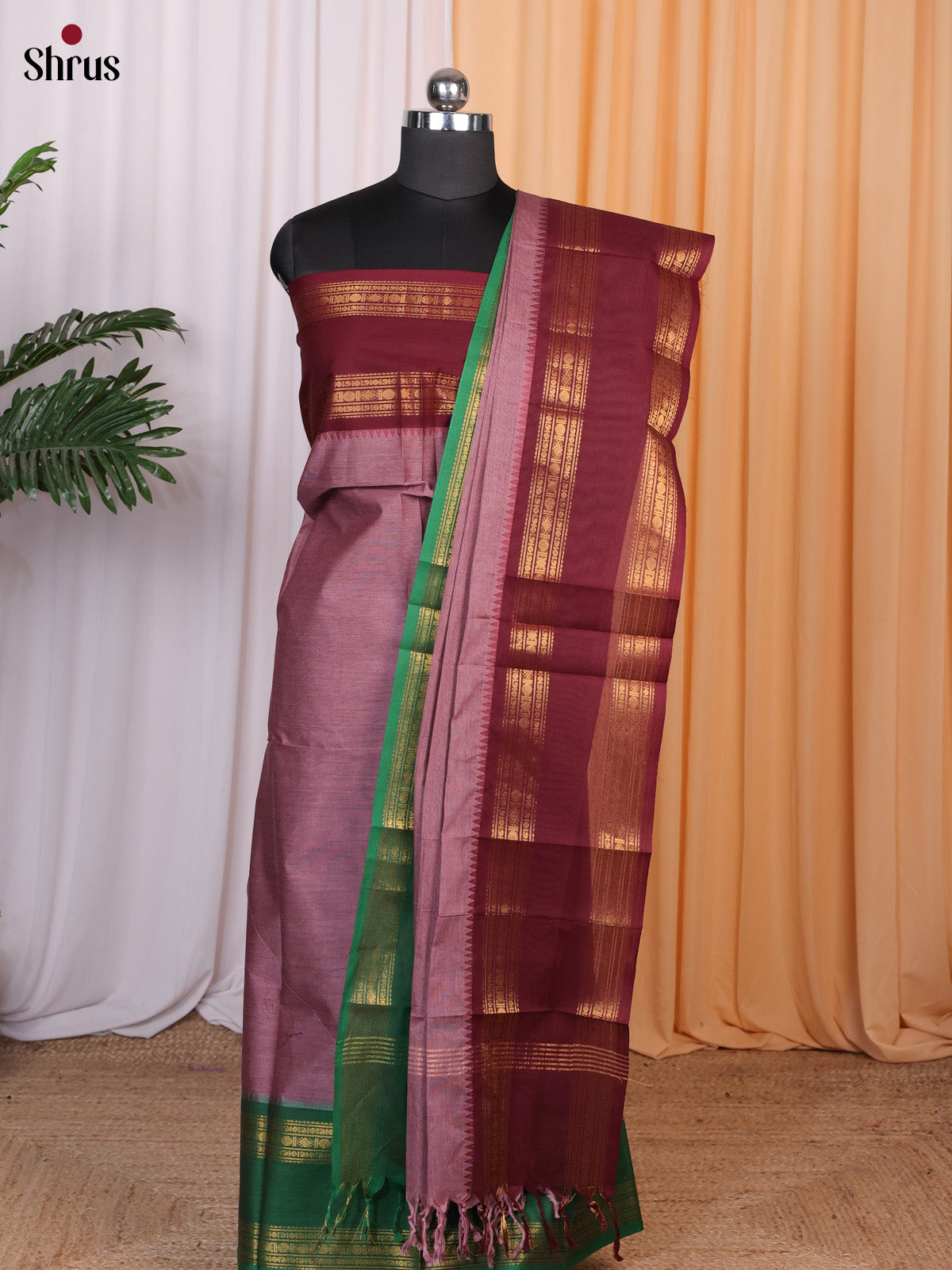 Purple & Maroon - chettinad top & dupatta combo - Shop on Shrus.com