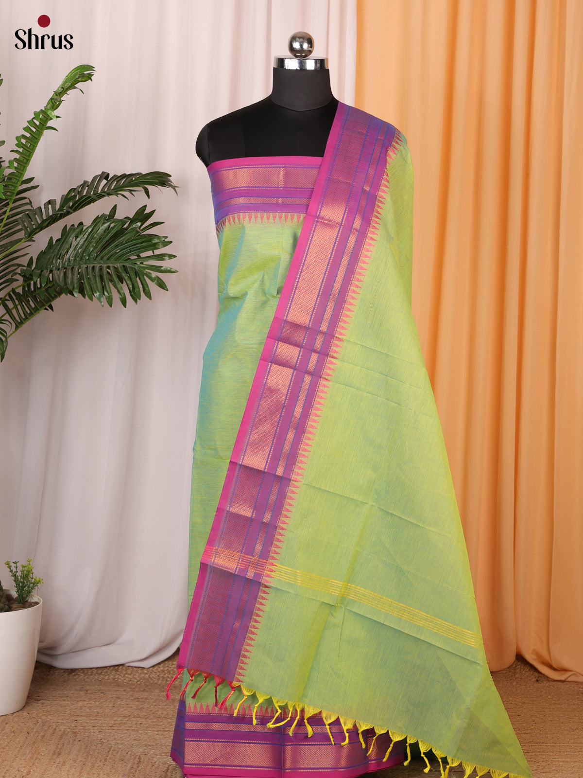 Green & Purple - chettinad top & dupatta combo - Shop on Shrus.com