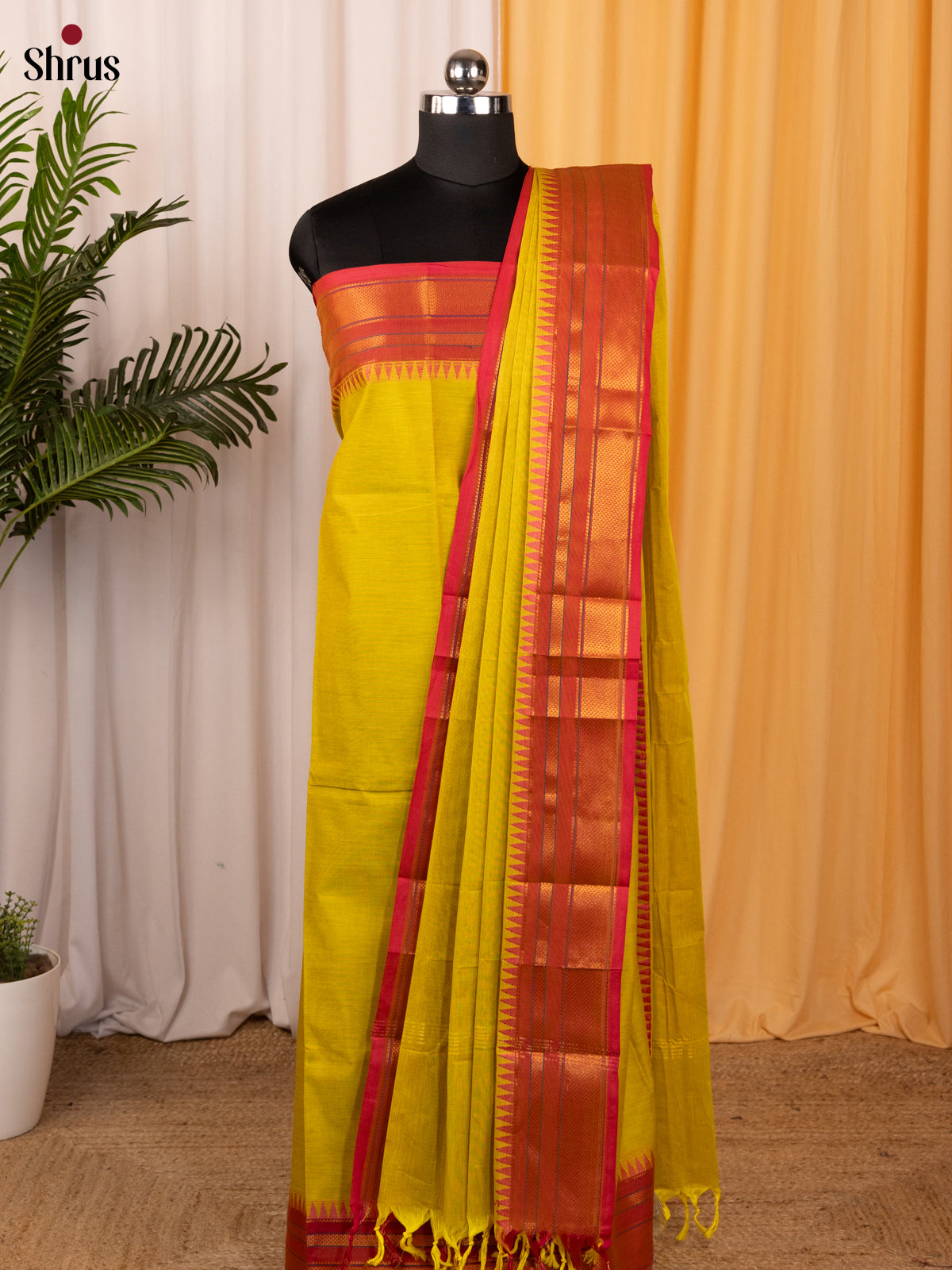 Lite green & Red- chettinad top & dupatta combo - Shop on Shrus.com