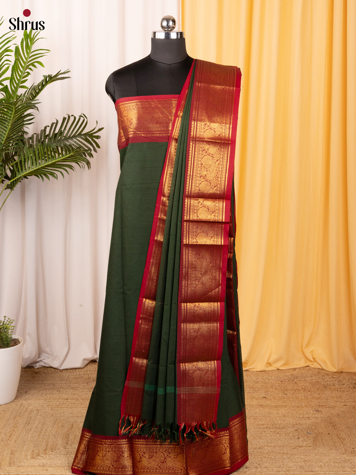 Green & Maroon - chettinad top & dupatta combo - Shop on Shrus.com