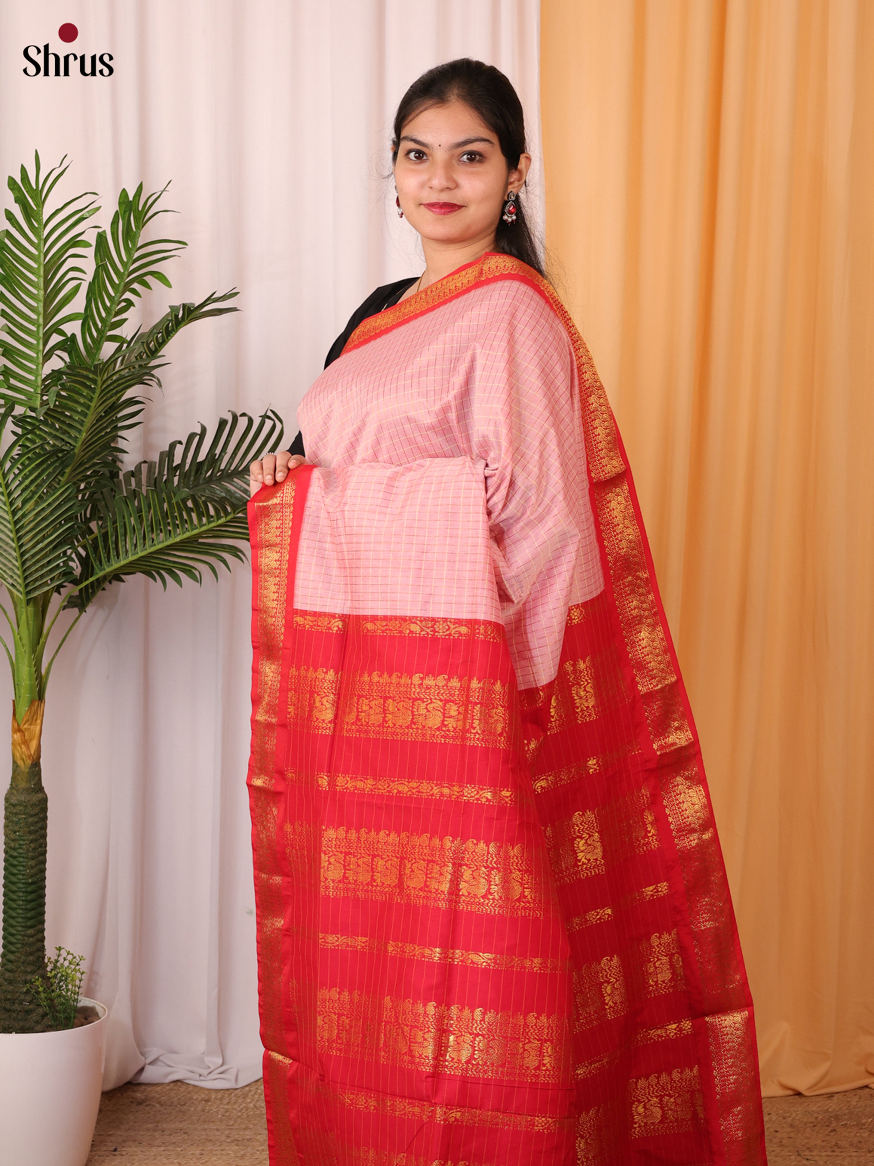 Baby Pink & Pink - Kalyani Cotton Saree - Shop on Shrus.com