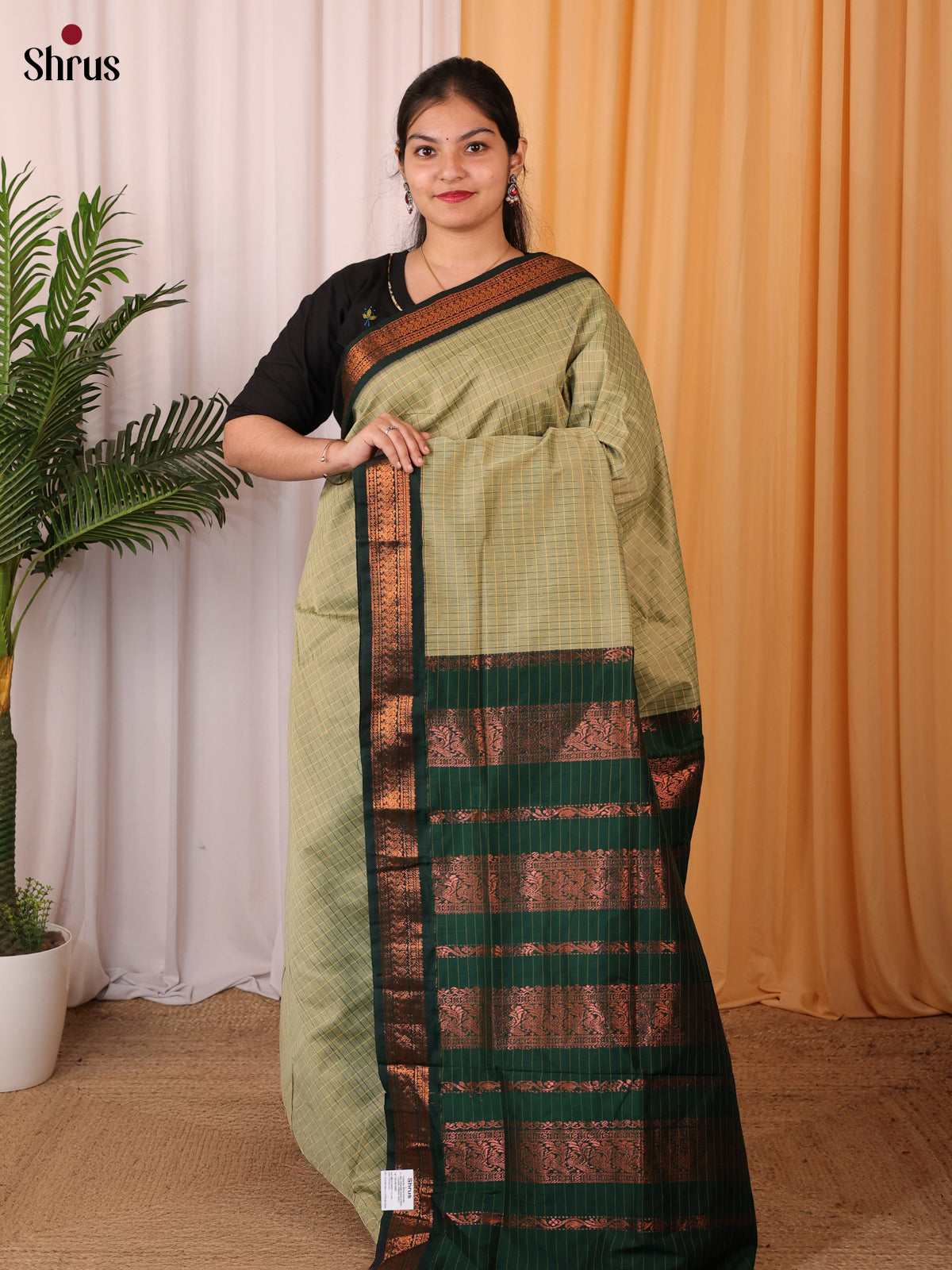 Elachi Green & Green - Kalyani Cotton Saree - Shop on Shrus.com