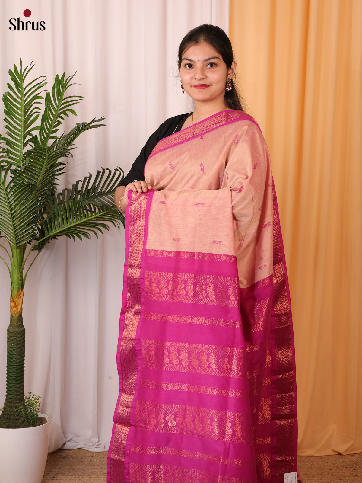 Peach & Pink - Kalyani Cotton Saree - Shop on Shrus.com