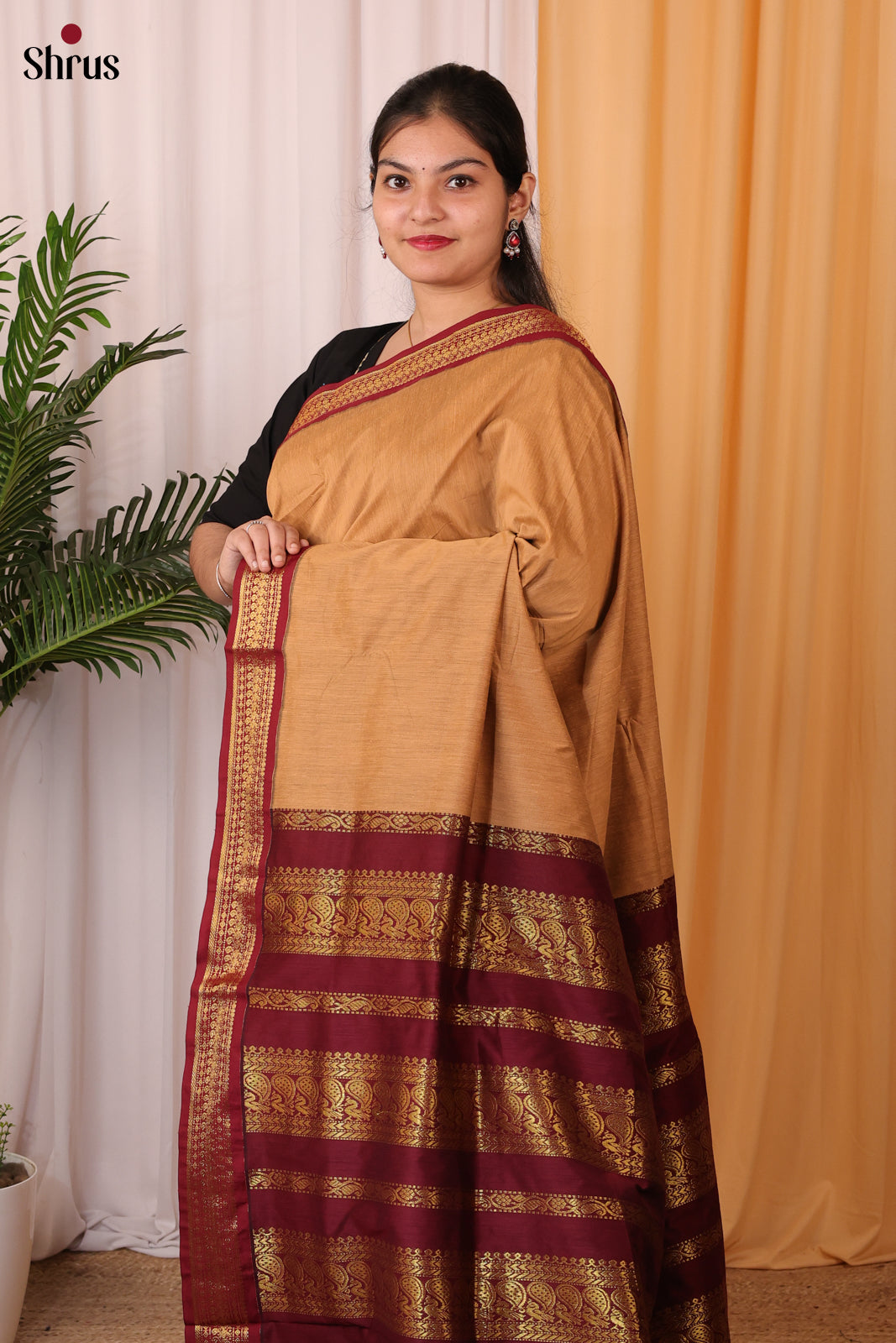 Biscuit & Brown - Kalyani Cotton Saree - Shop on Shrus.com