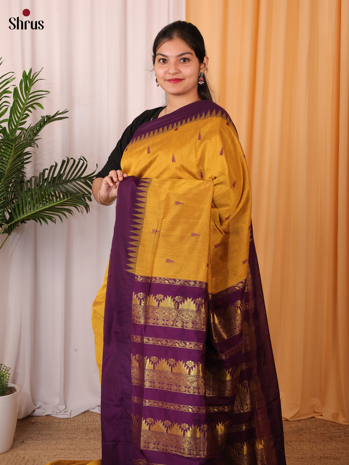 Mustard & Violet - Kalyani Cotton Saree - Shop on Shrus.com