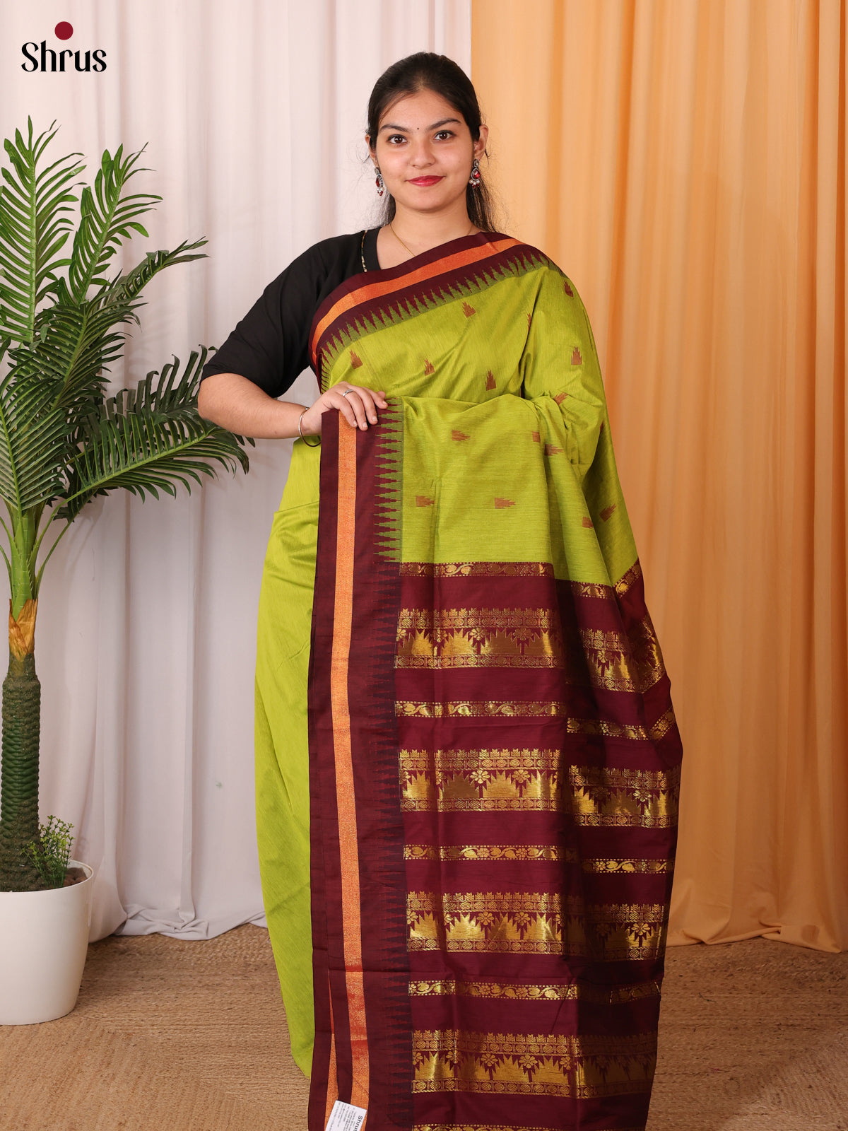 Green & Maroon - Kalyani Cotton Saree - Shop on Shrus.com