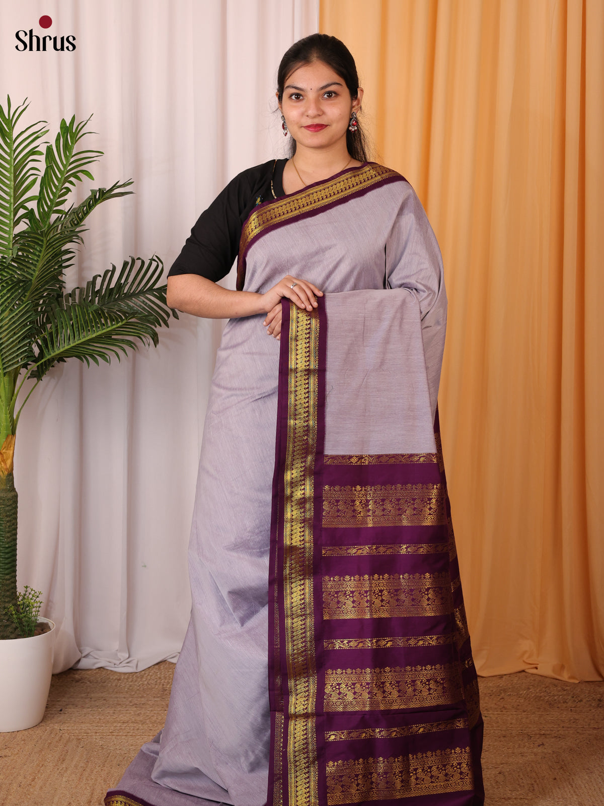 Lavender & Purple - Kalyani Cotton Saree - Shop on Shrus.com