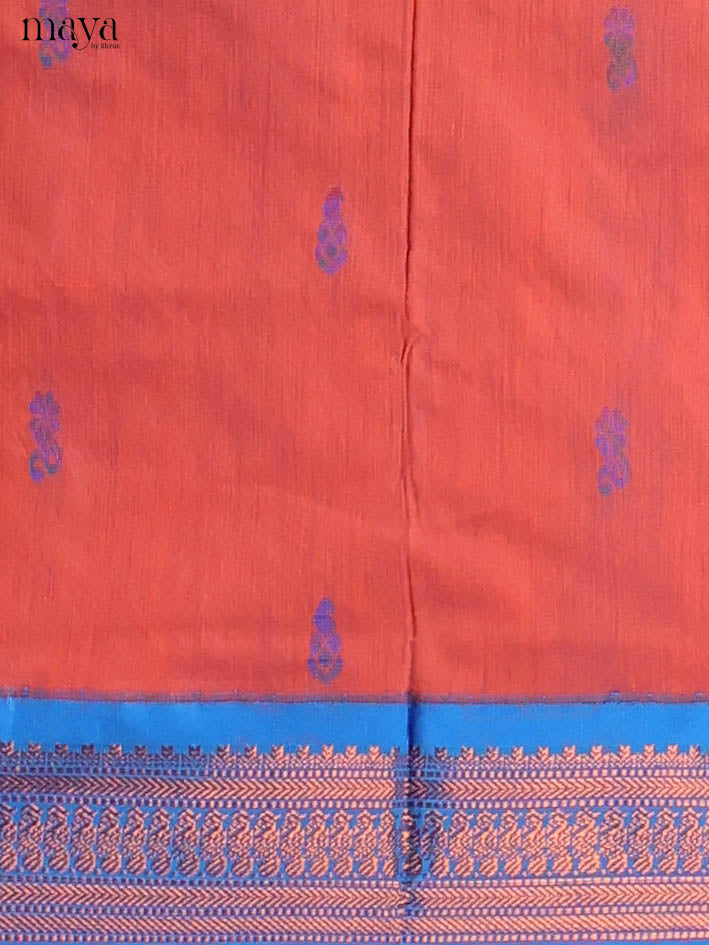 Peach & Blue Kalyani Cotton Unstitched Top & Dupatta- CLS17053 - Shop on Shrus.com