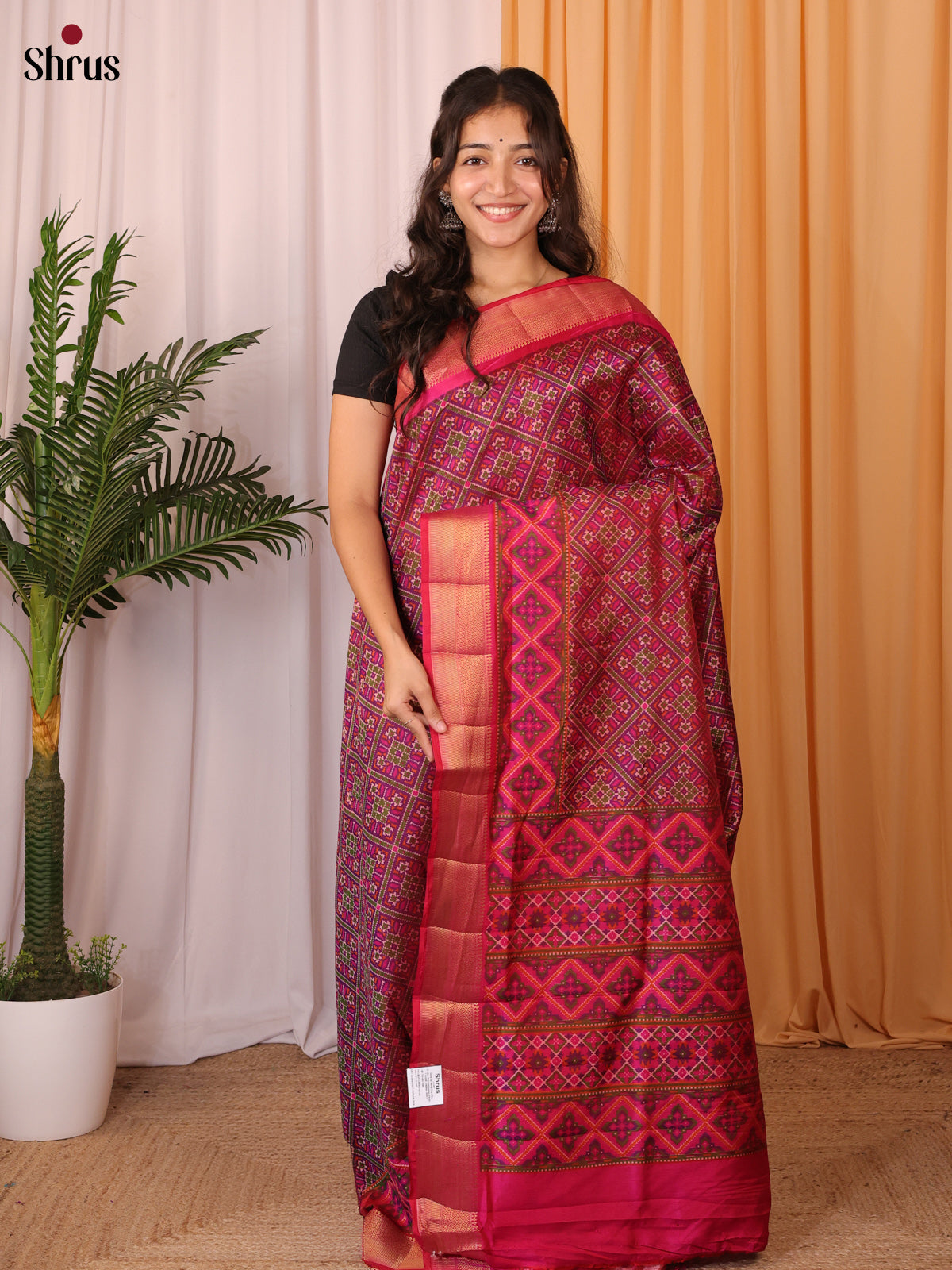 Pink & Purple - Semi Patola Saree - Shop on Shrus.com