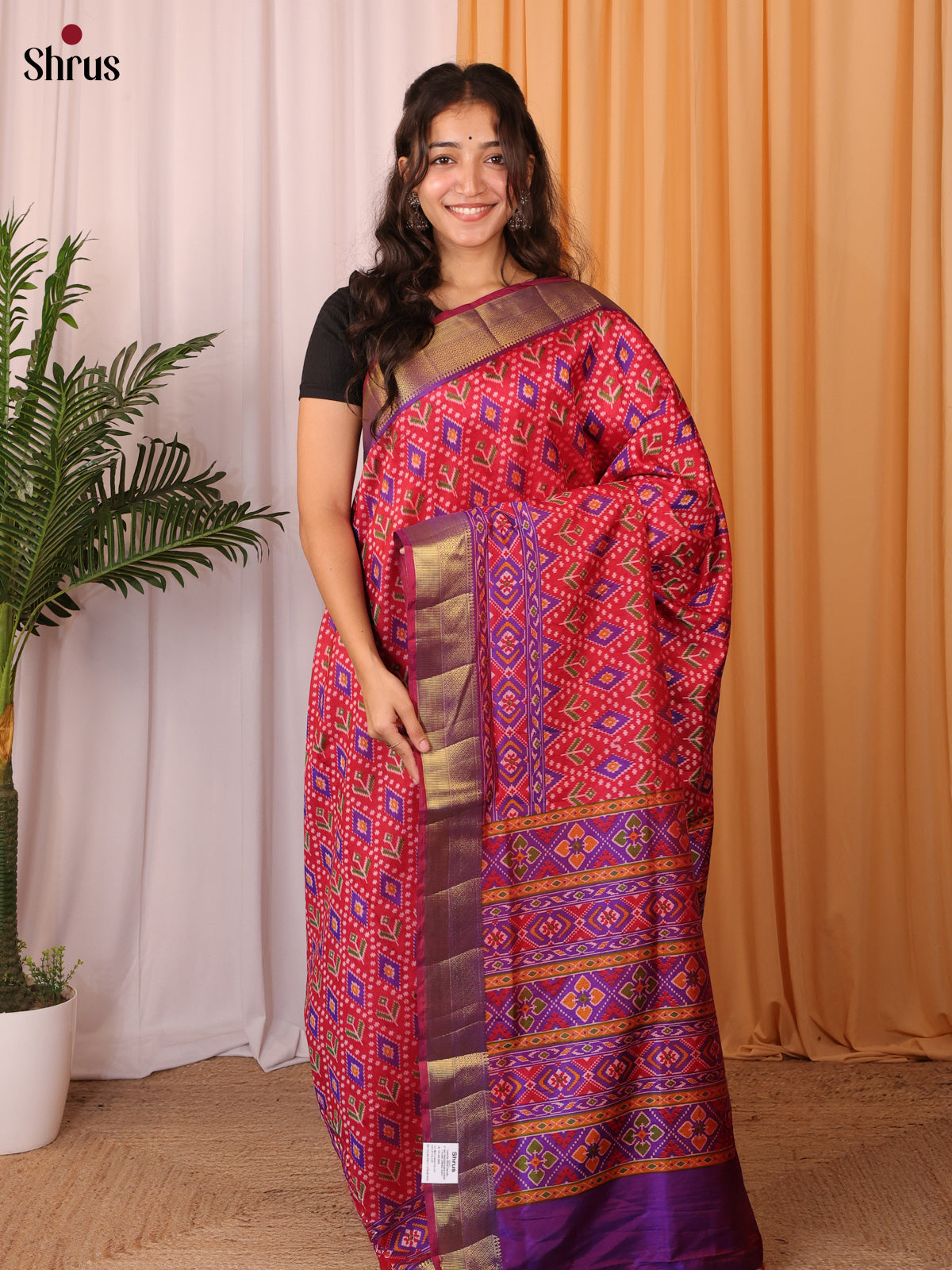 Red & Purple - Semi Patola Saree - Shop on Shrus.com