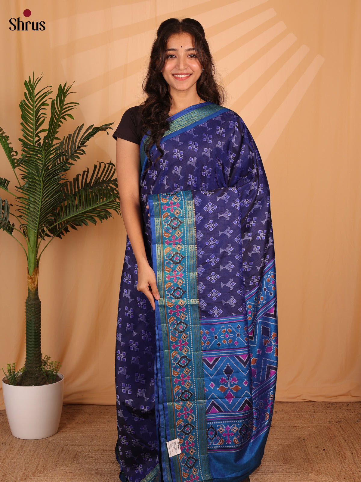 Violet & Blue - Semi Patola Saree - Shop on Shrus.com