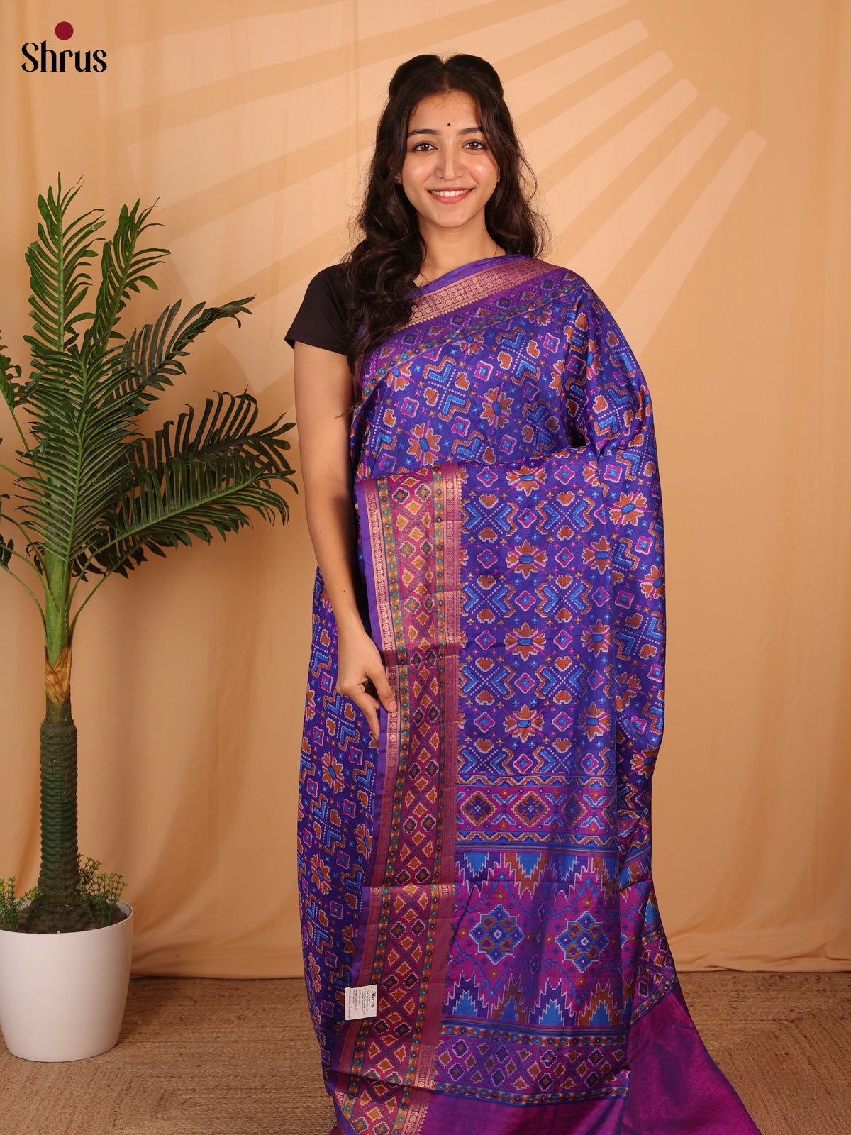 Blue & Purple - Semi Patola Saree - Shop on Shrus.com