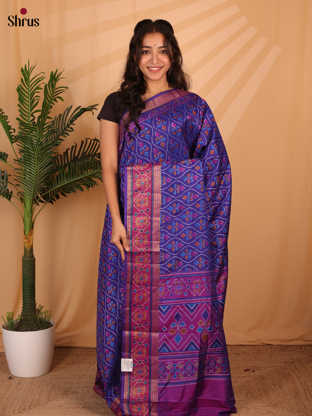 Blue & Purple - Semi Patola Saree - Shop on Shrus.com