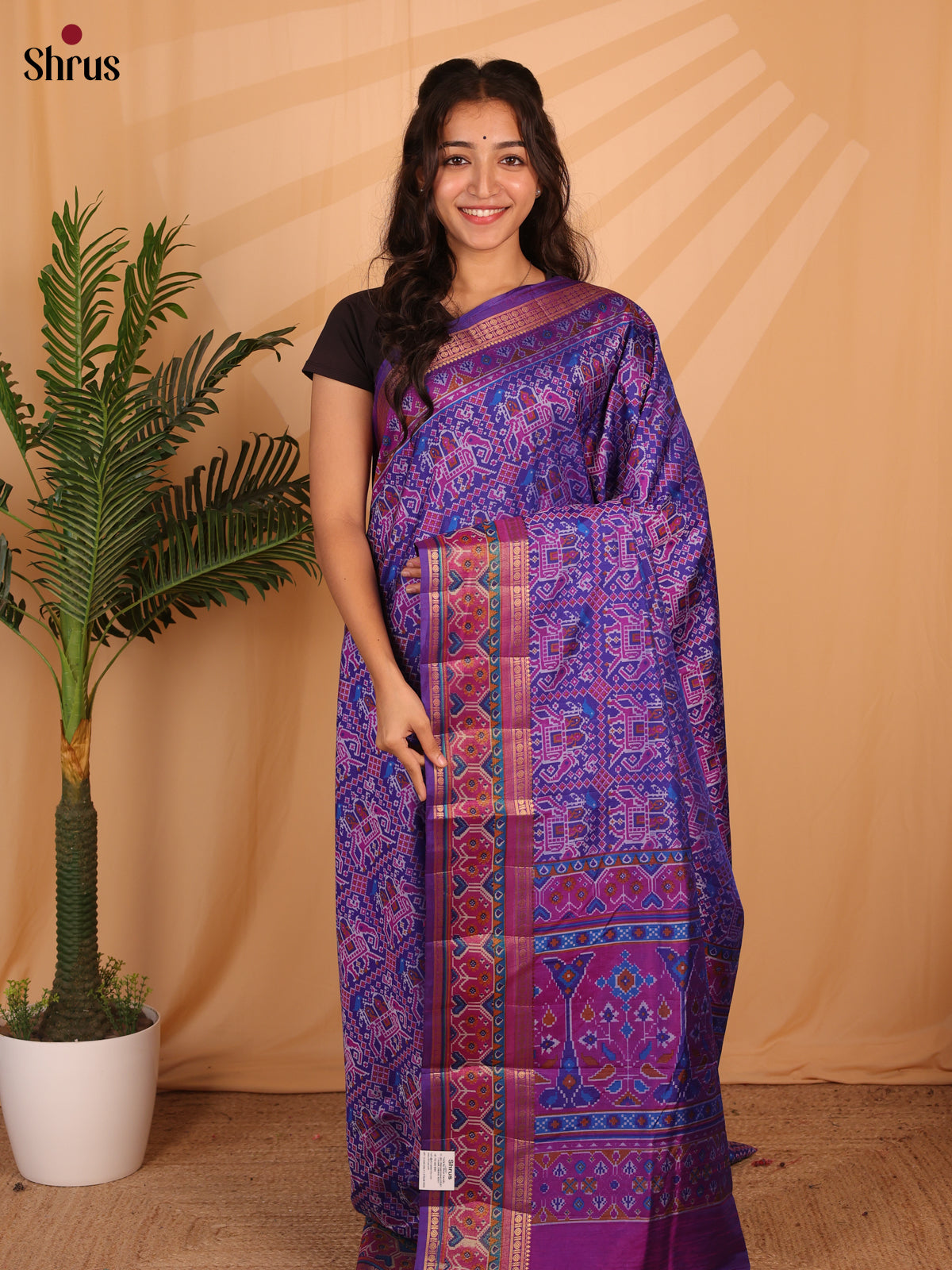 Purple - Semi Patola Saree - Shop on Shrus.com