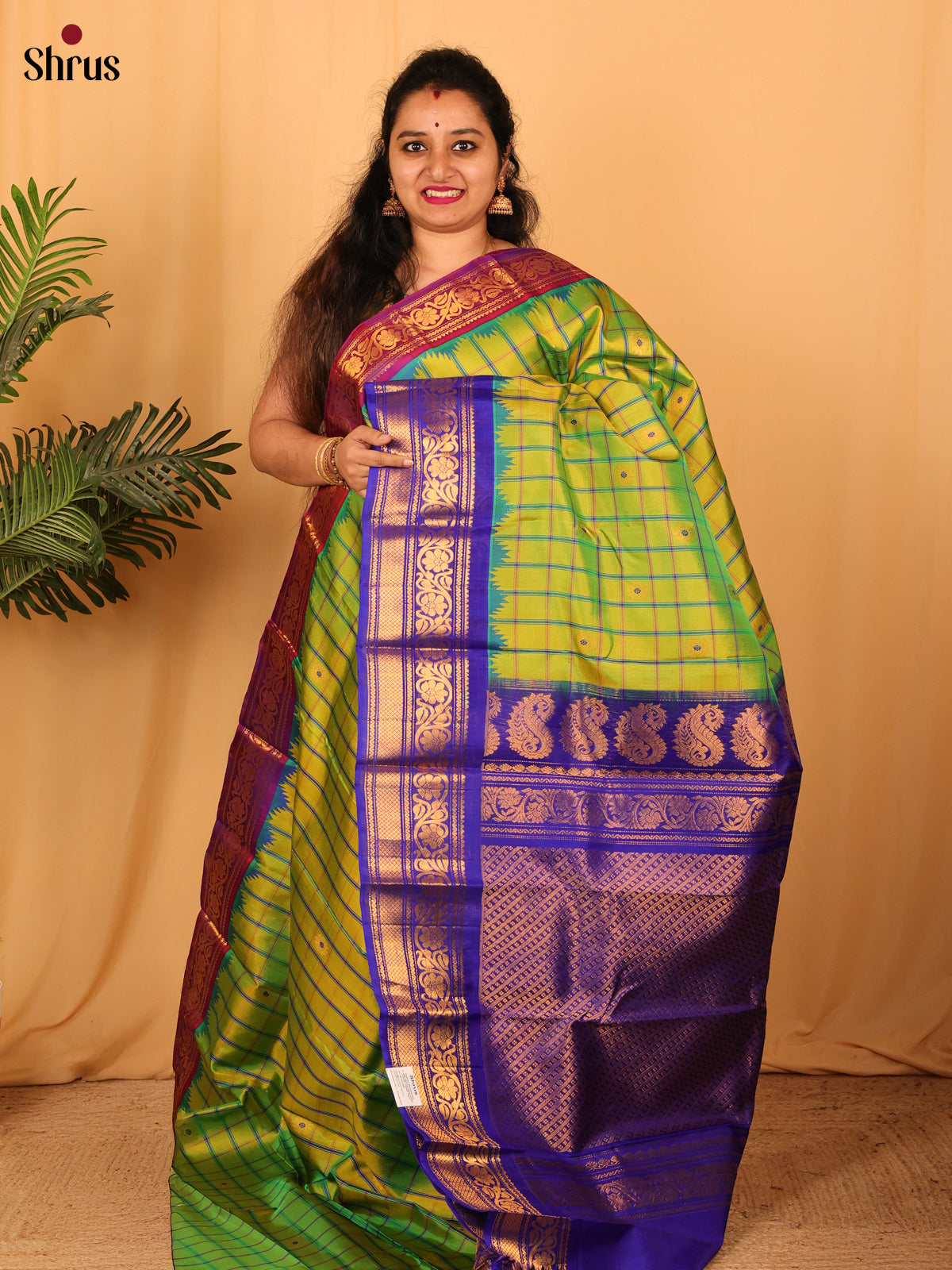 Saree 36 Green & Blue - Gadwal silk Saree - Shop on Shrus.com