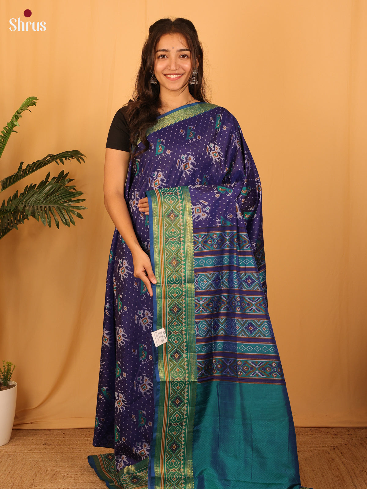 Violet & Teal - Semi Patola Saree - Shop on Shrus.com