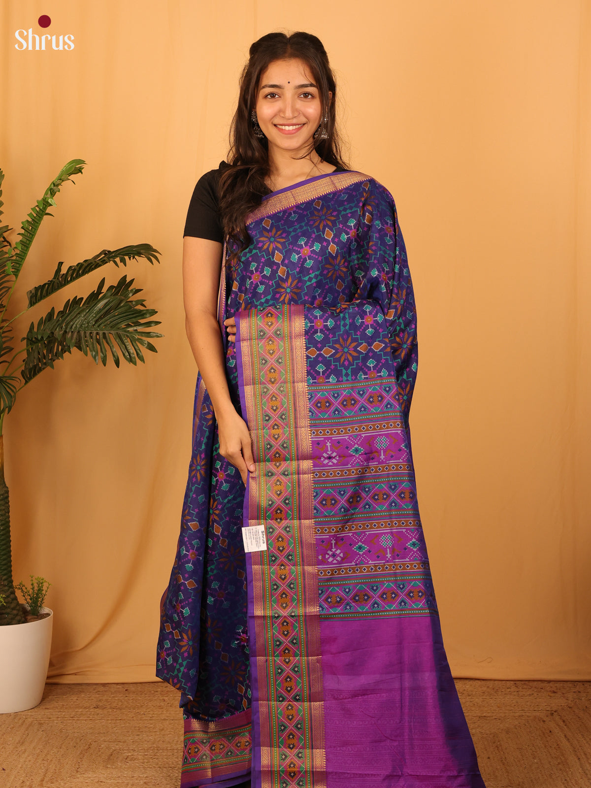 Violet & Purple - Semi Patola Saree - Shop on Shrus.com