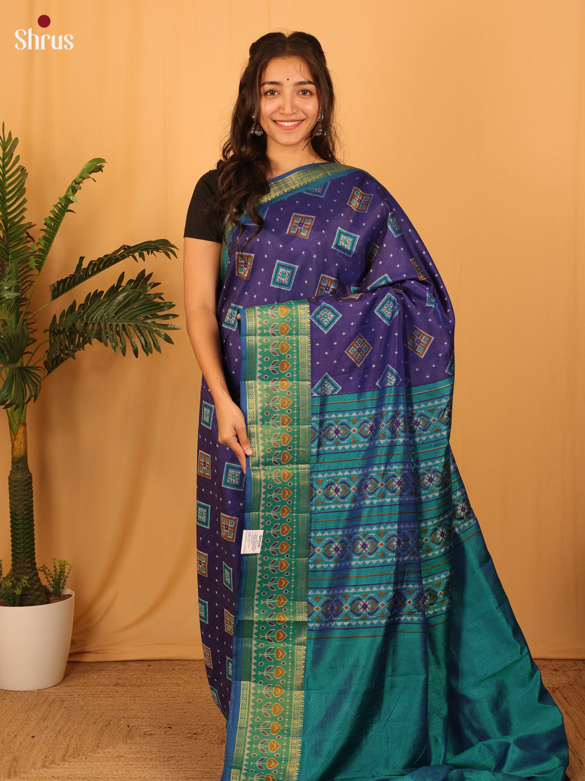 Violet & Teal - Semi Patola Saree - Shop on Shrus.com