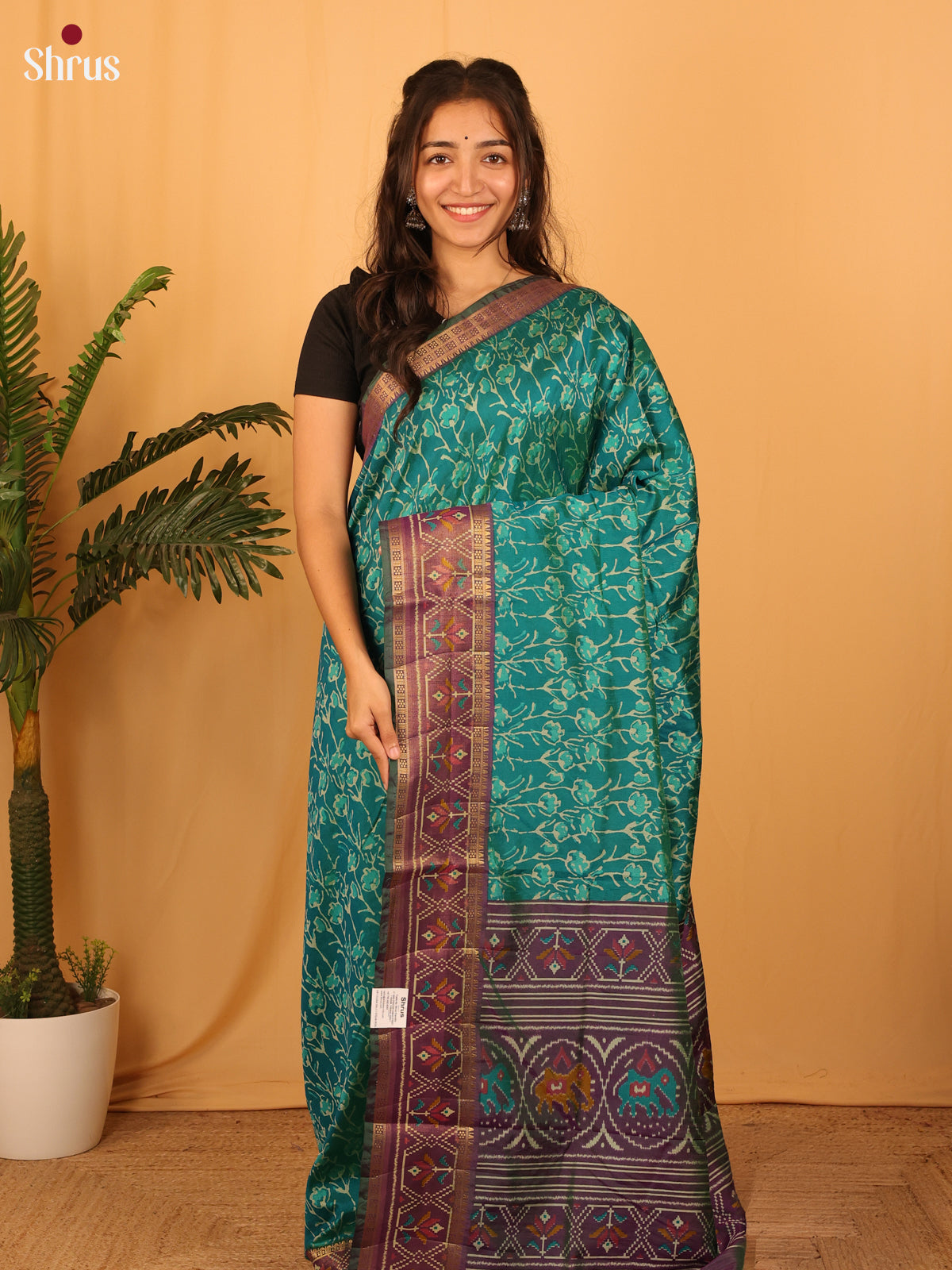 Green & Purple - Semi Patola Saree - Shop on Shrus.com