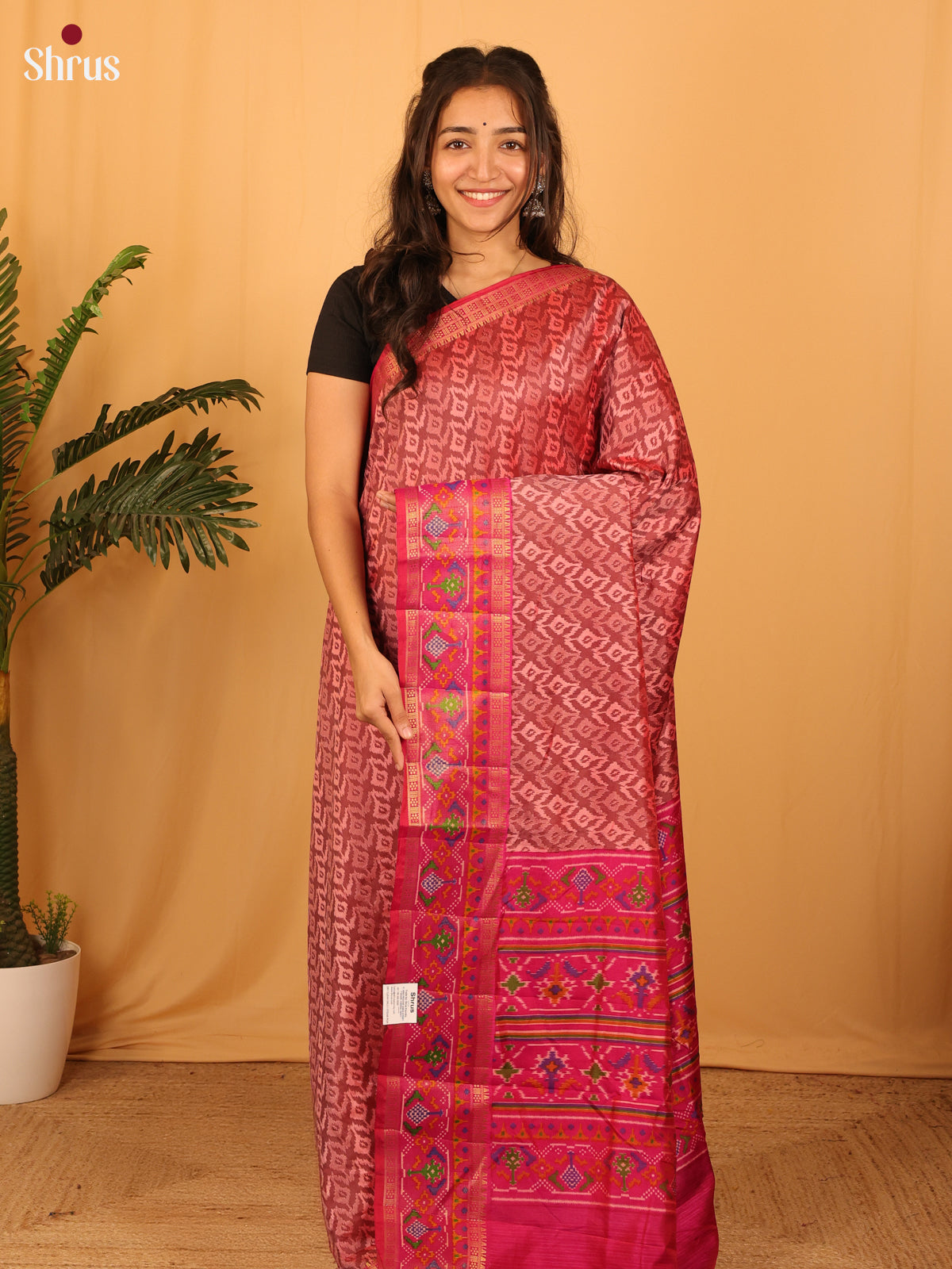 Onion Peel & Pink - Semi Patola Saree - Shop on Shrus.com