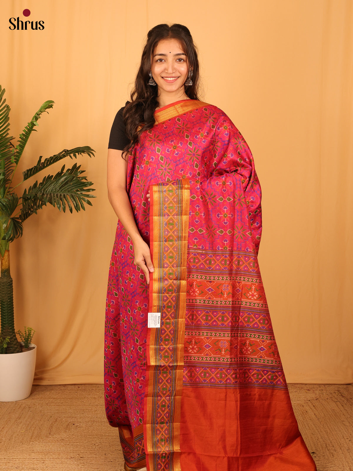 Red & Orange - Semi Patola Saree - Shop on Shrus.com