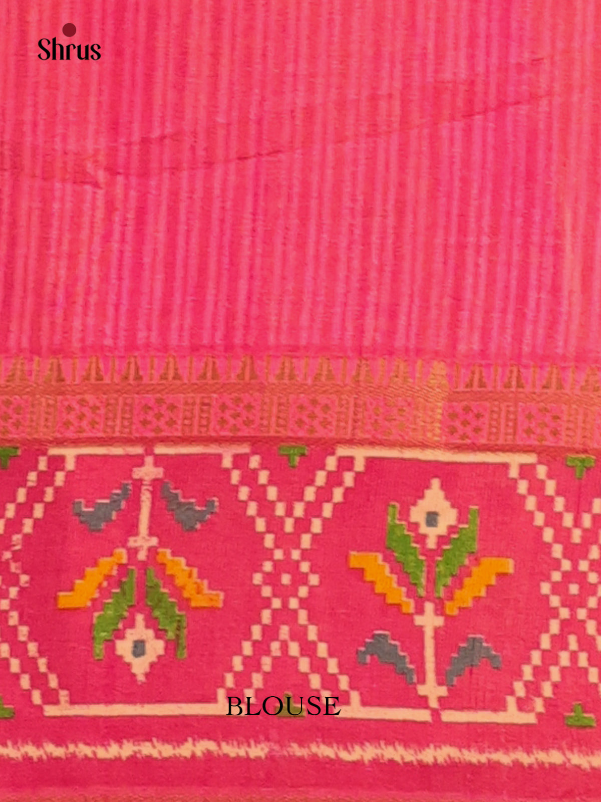 Grey & Pink - Semi Patola Saree - Shop on Shrus.com