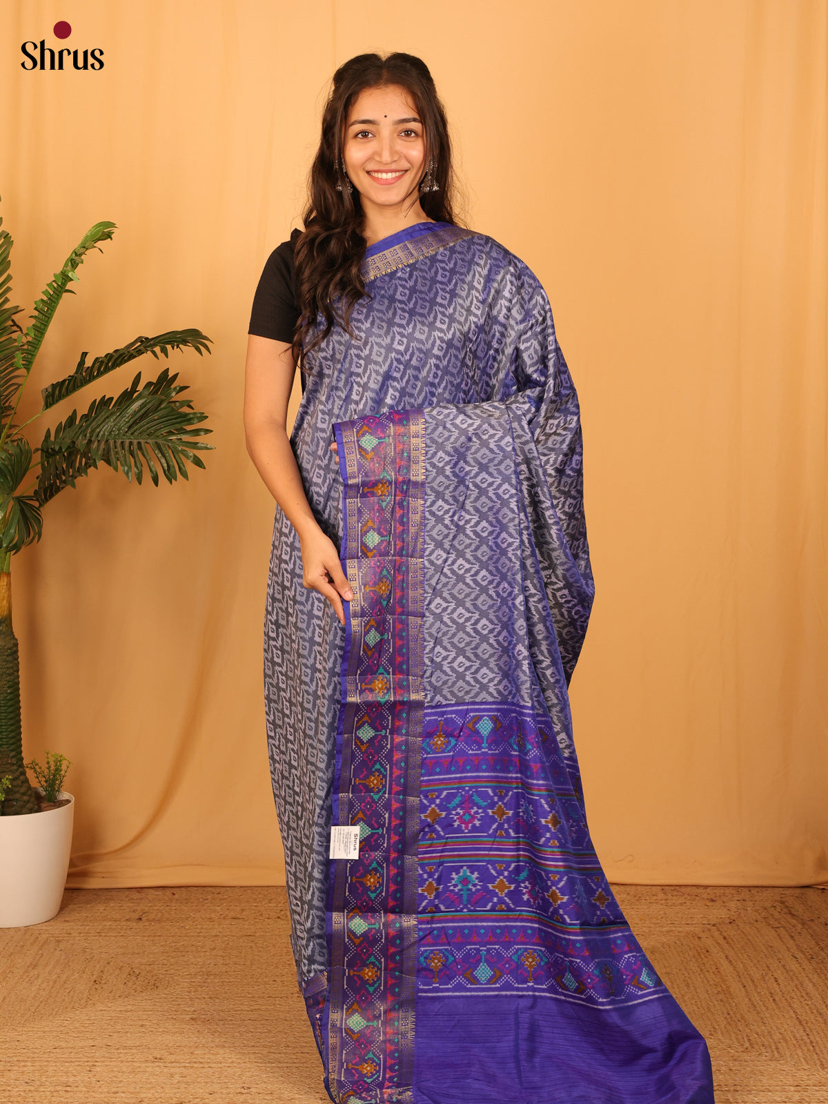 Purple - Semi Patola Saree - Shop on Shrus.com