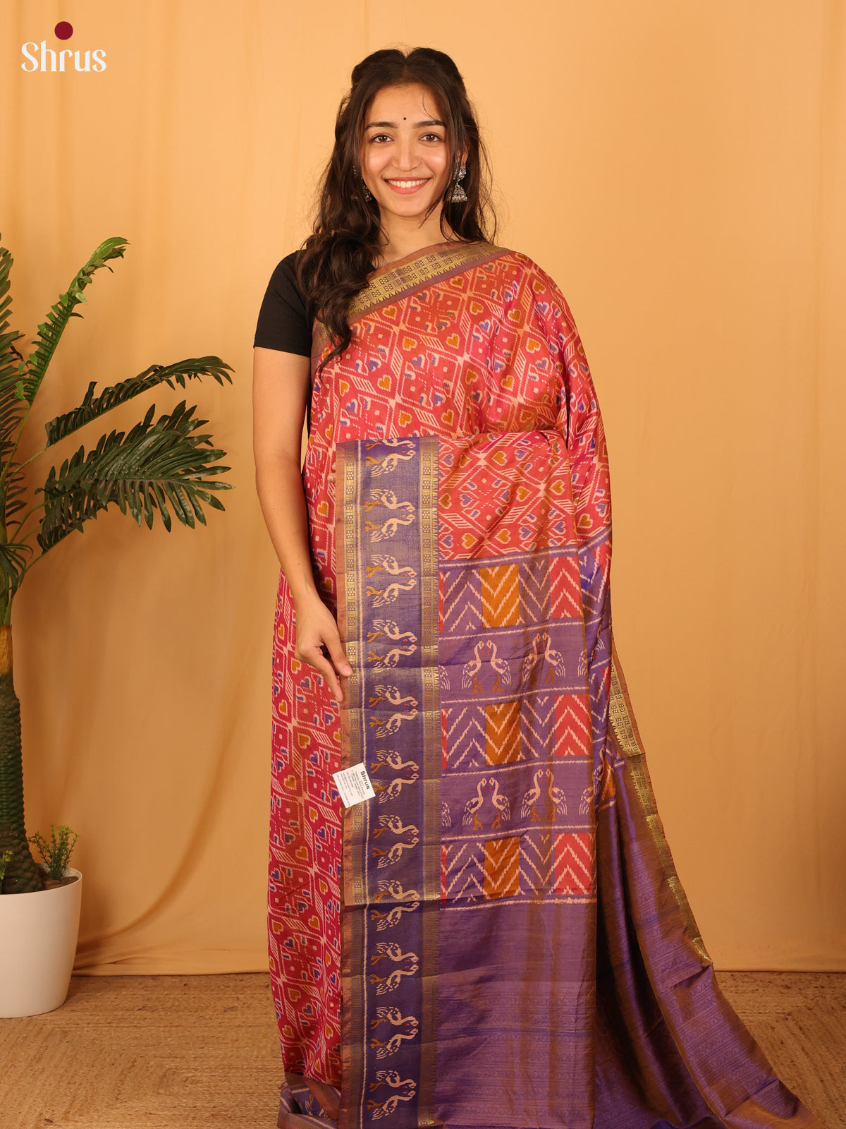 Red & Purple - Semi Patola Saree - Shop on Shrus.com