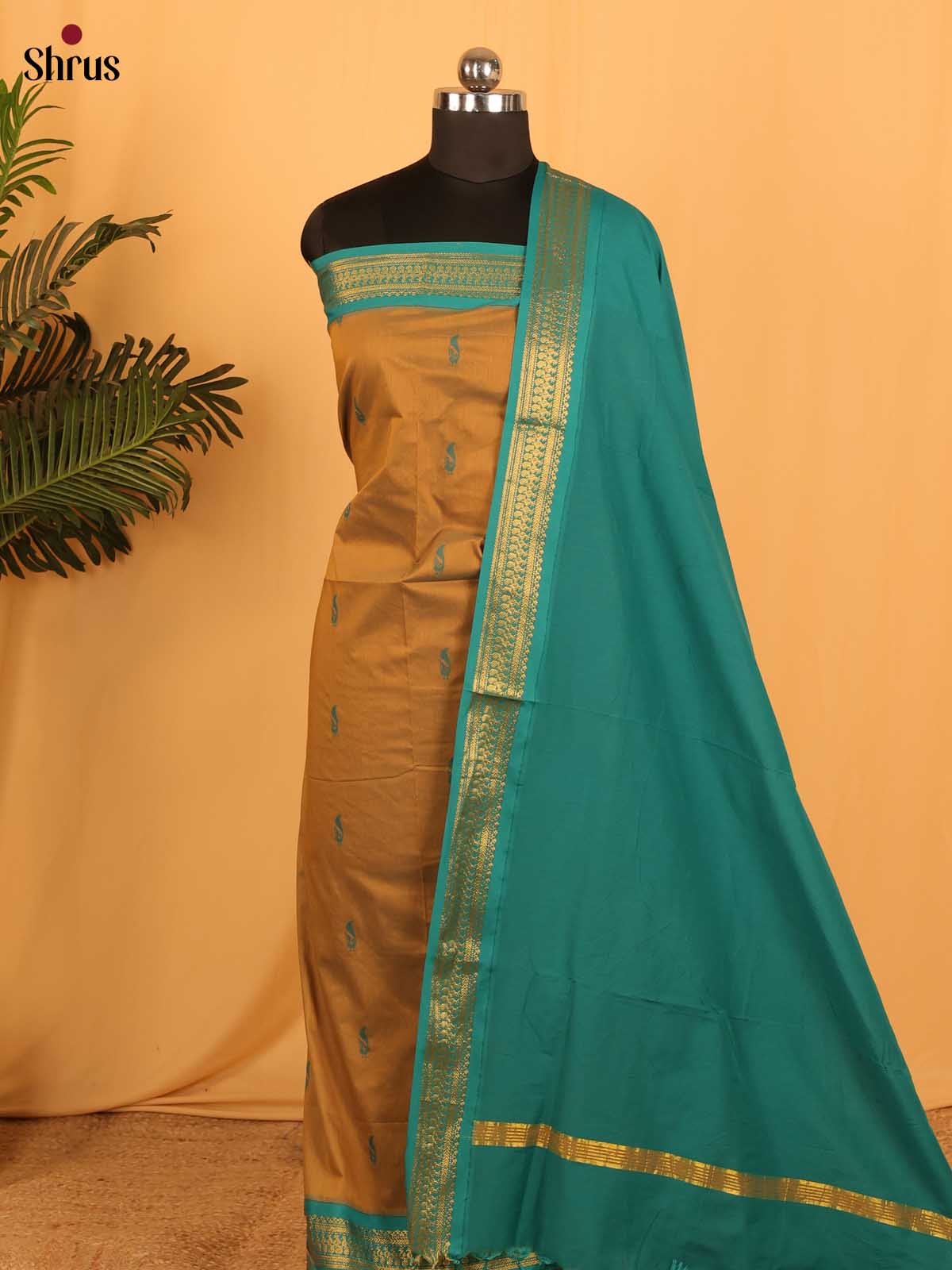 Mustard & Teal - Kalyani Cotton salwar unstitch - Shop on Shrus.com