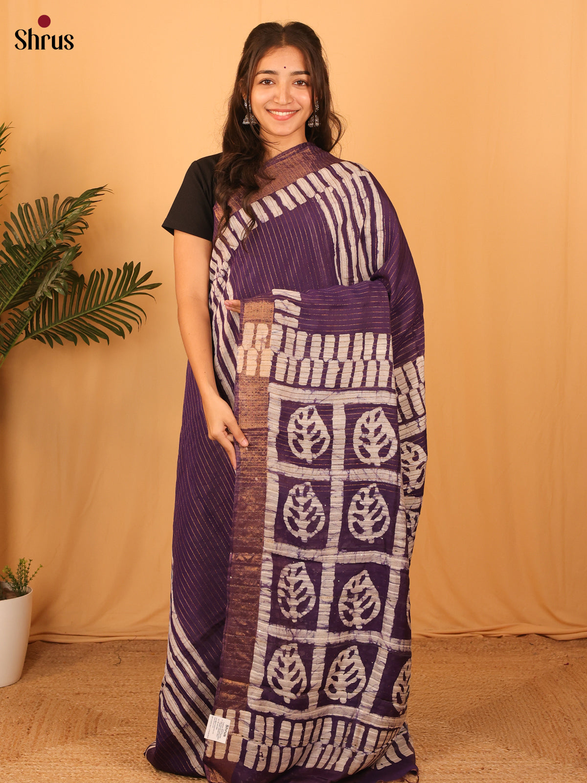 Violet - Semi Chanderi Saree - Shop on Shrus.com