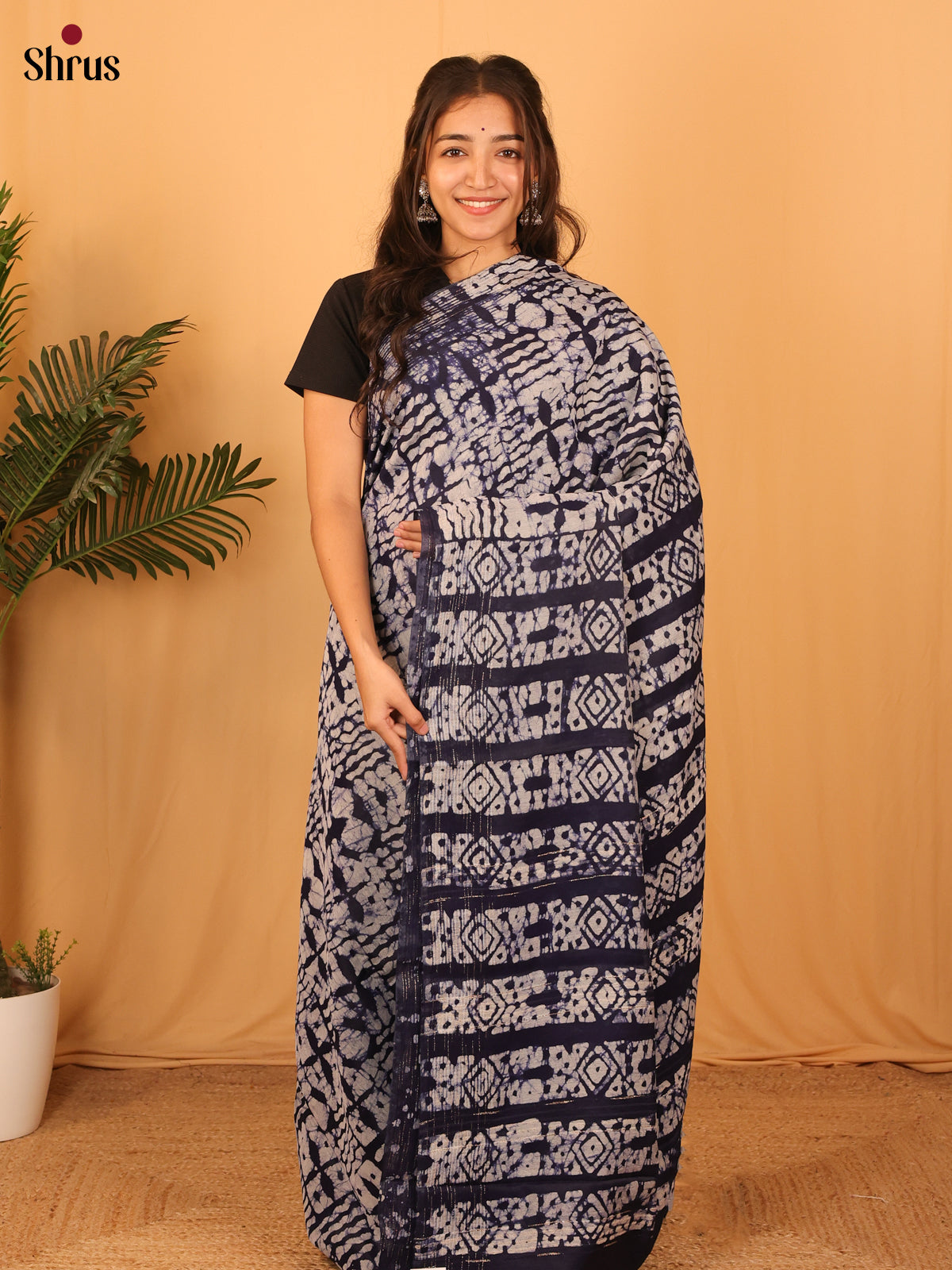 Violet- Semi Chanderi Saree - Shop on Shrus.com