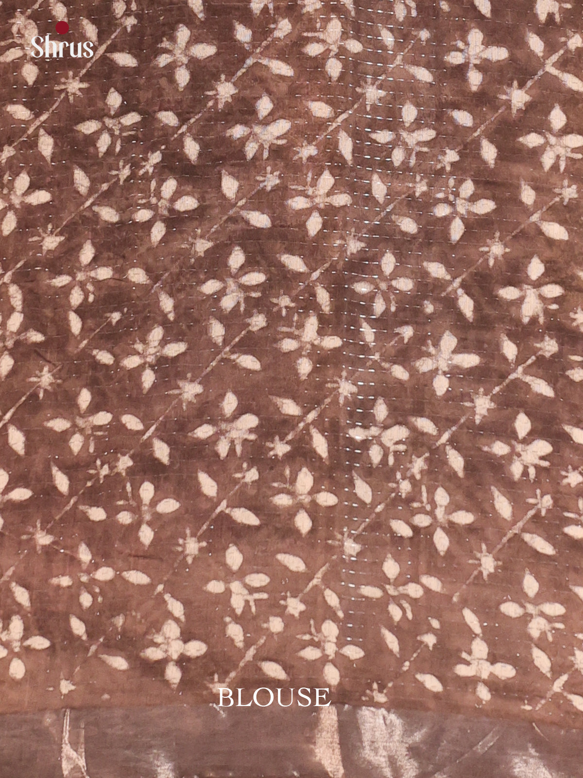 Lite Brown- Semi Chanderi Saree - Shop on Shrus.com